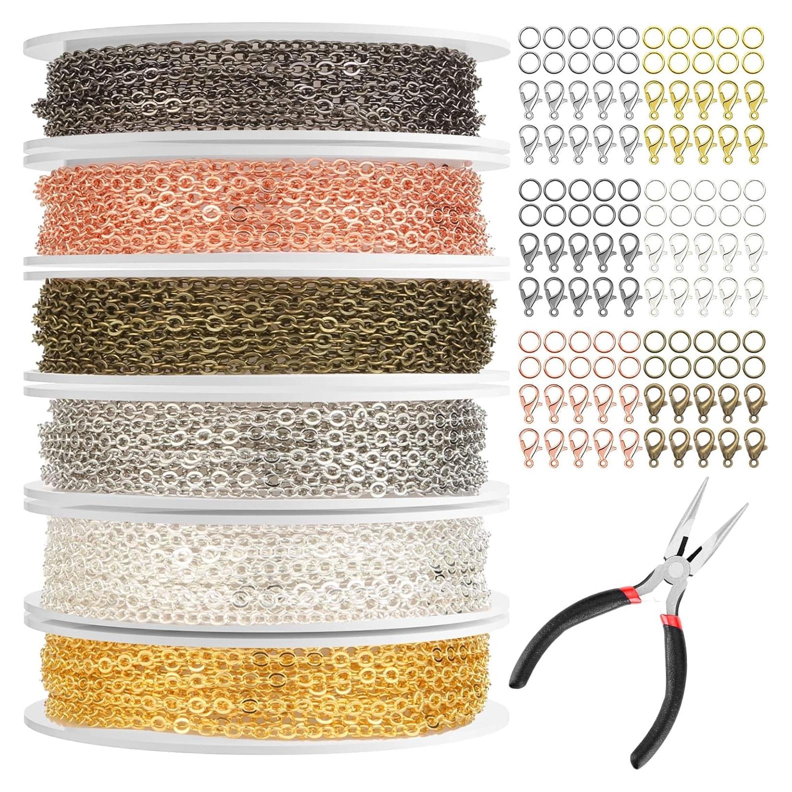Kit de Cadenas para Hacer Joyería Selizo - 18m, 6 Colores, 2mm