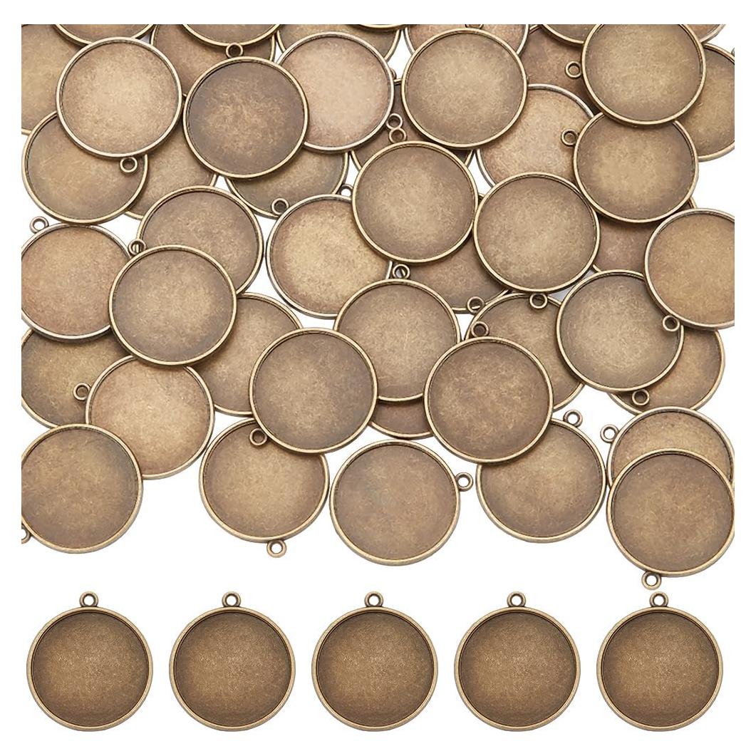 Pendientes Redondos Bezel 50Pcs Bronce Antiguo SUNNYCLUE