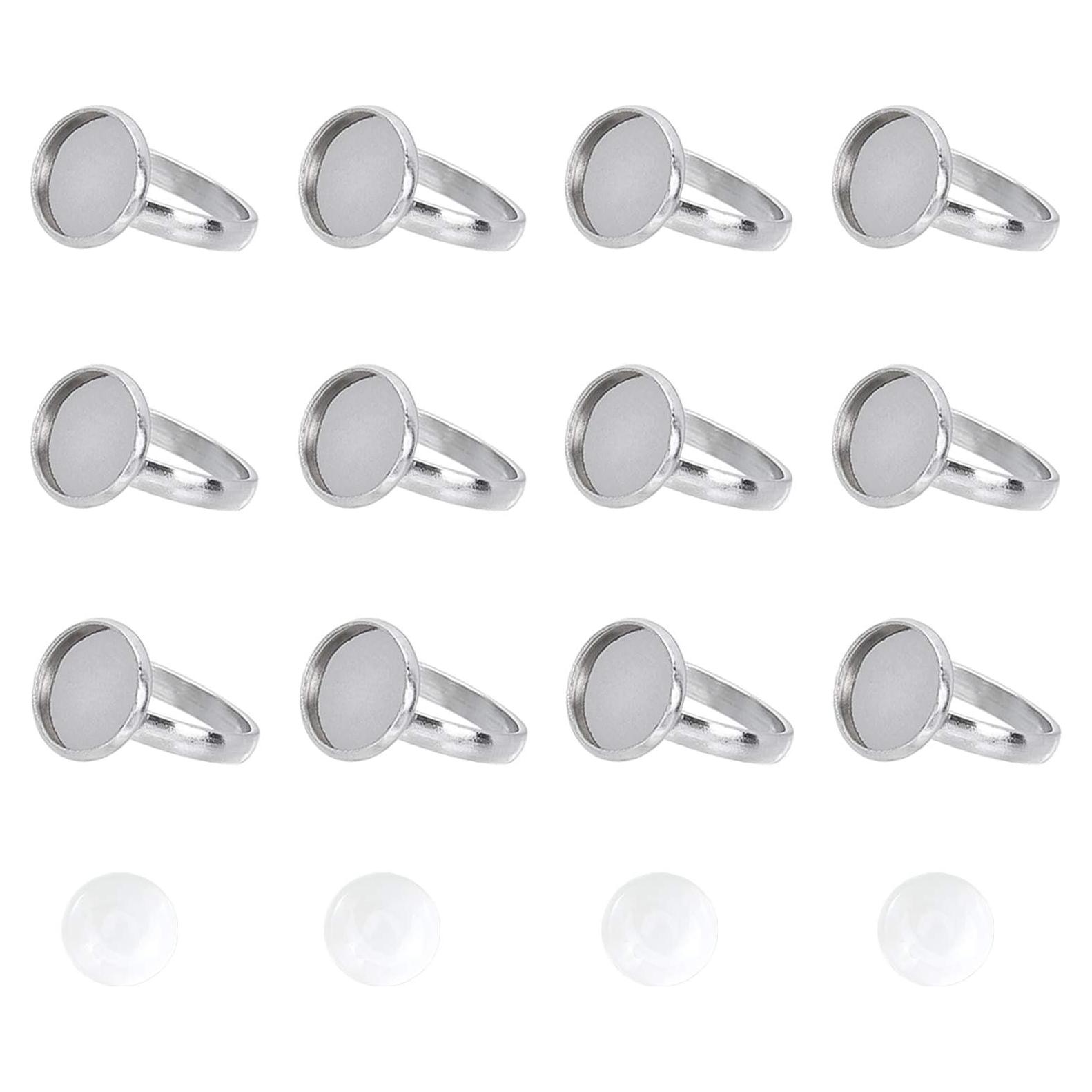 30 Sets Anillos Ajustables UNICRAFTALE 12mm Acero Inoxidable