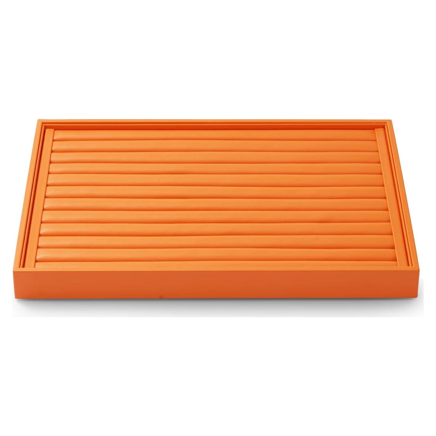 Organizador de Joyería Oirlv de Cuero Sintético Naranja 35x24 cm