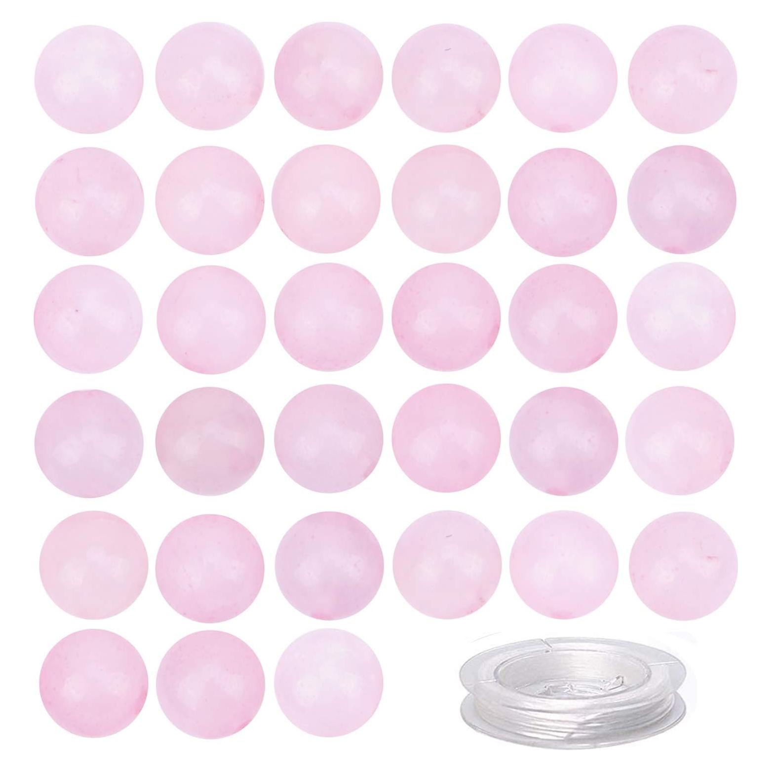 100 Perlas de Cuarzo Rosa 8mm Redondas para Joyería - Perlas Masivas