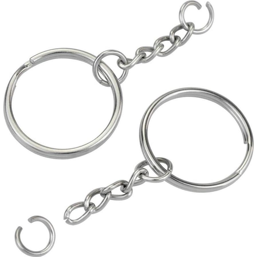 KINGFOREST Kit de 50 Anillos de Llave y Cadenas 25 mm Joyería