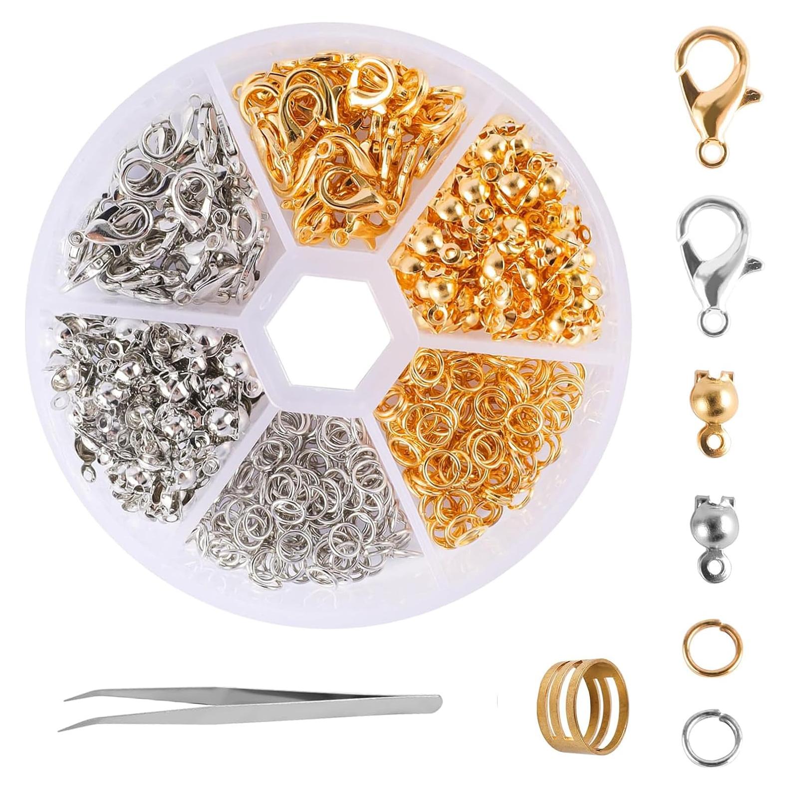 Kit de Joyería HUIRUSO 460 Piezas Ganchos de Langosta Dorados