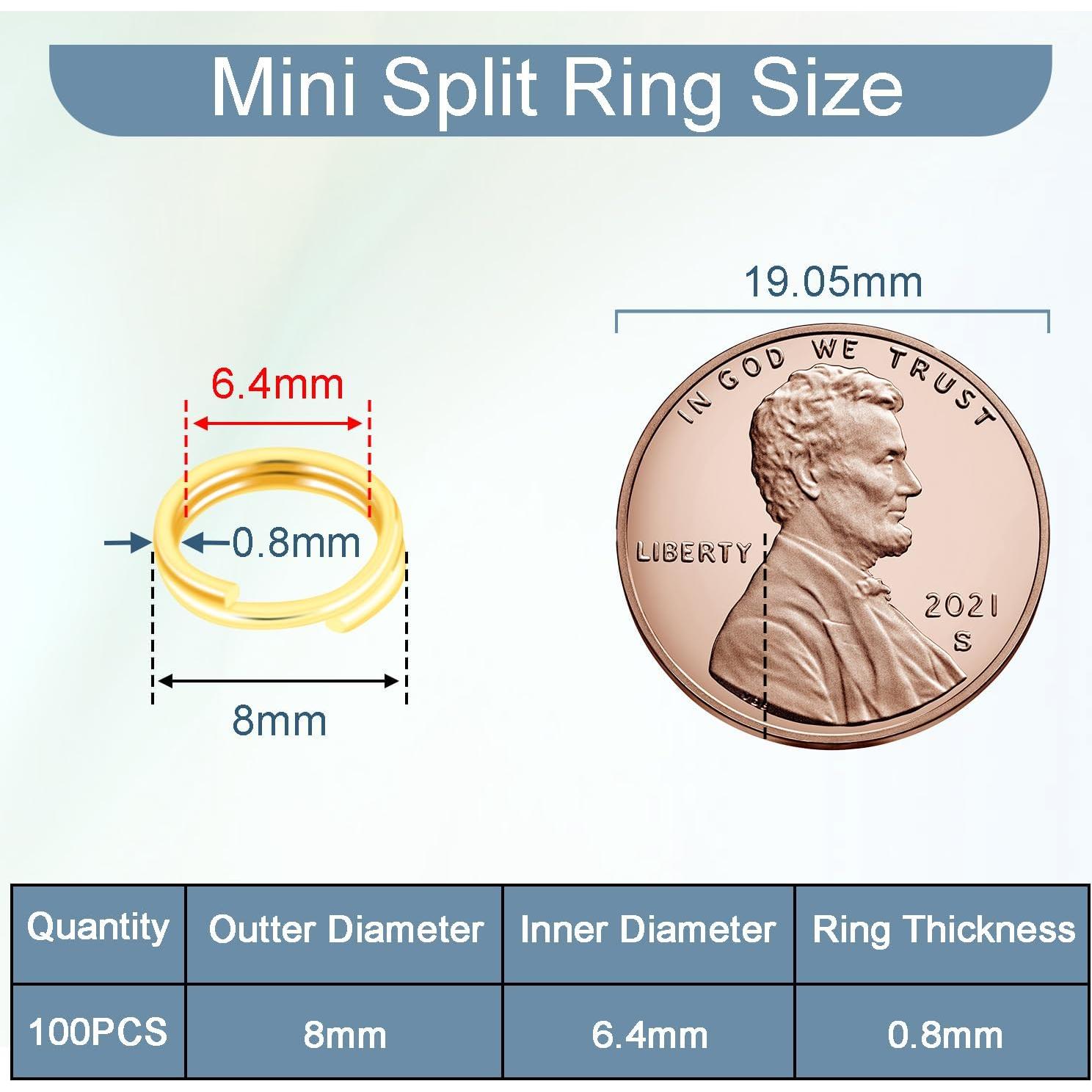 100 Anillos Divididos de Doble Bucle CooBigo 8mm Dorado