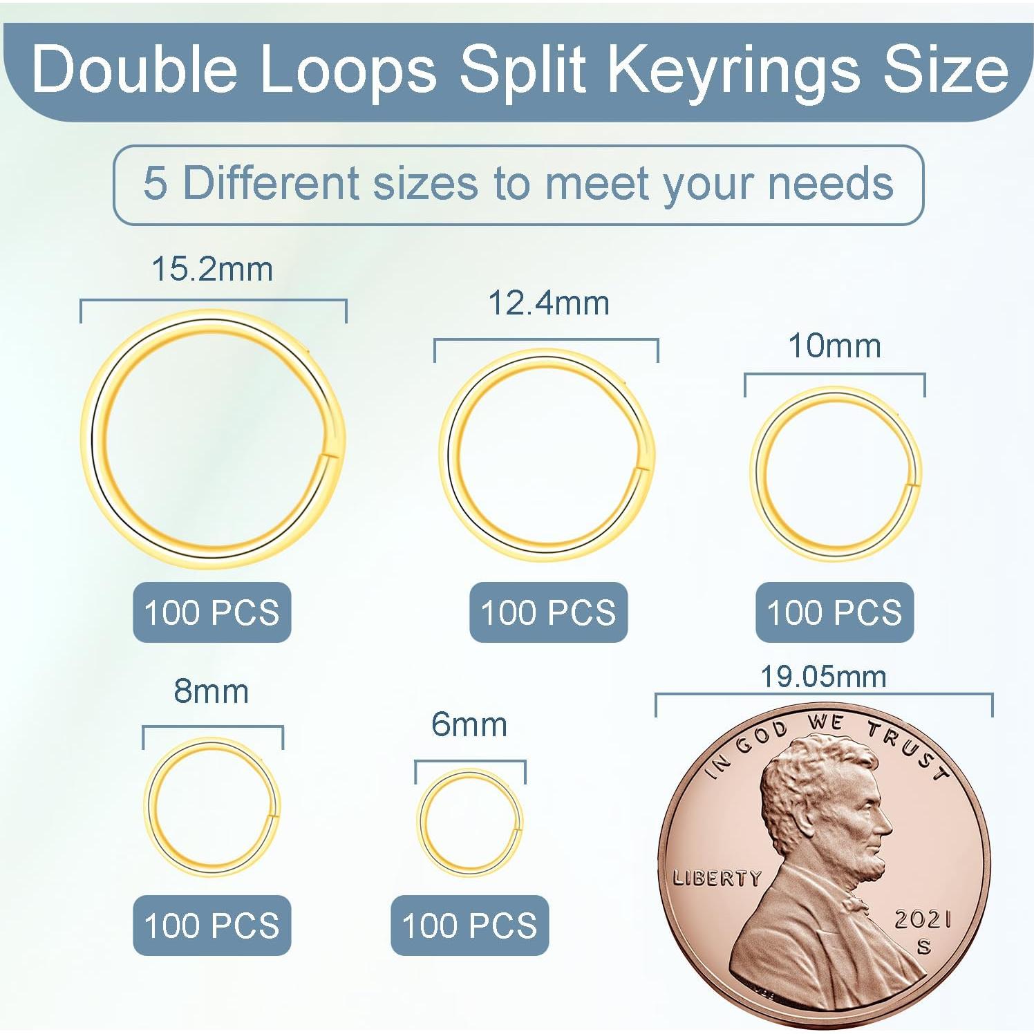 100 Anillos Divididos de Doble Bucle CooBigo 8mm Dorado