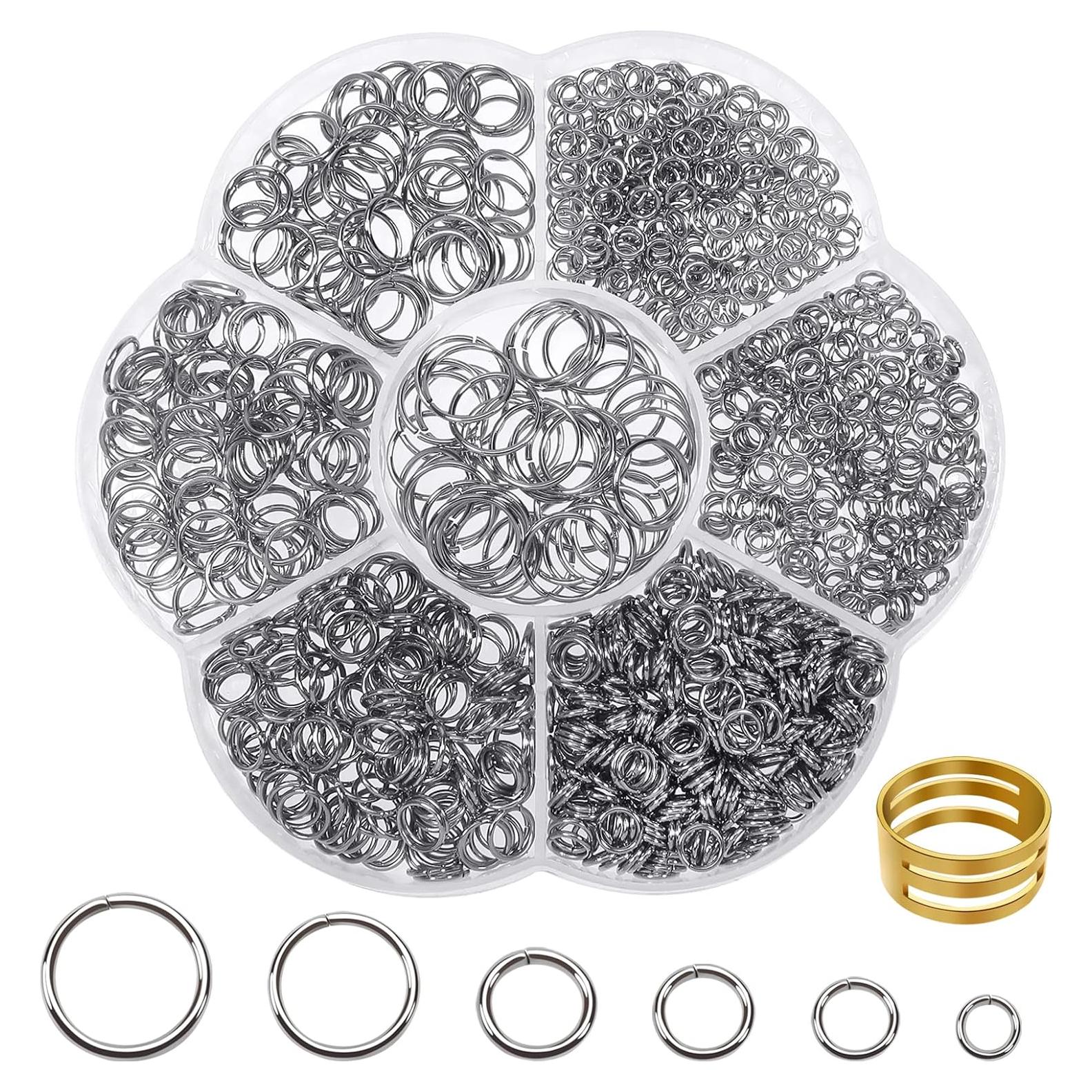 TOAOB 1000 Anillas de Salto Acero Inoxidable 4-10mm Joyería