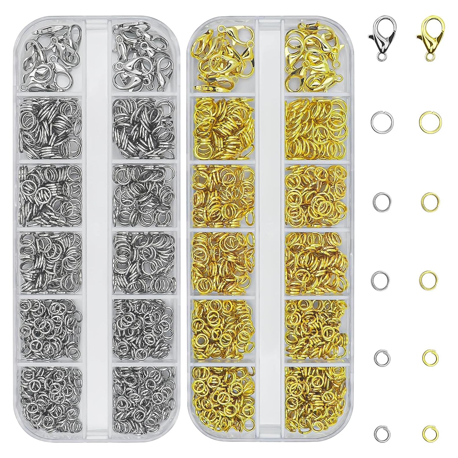 Kit 1720pcs Anillas de Salto y Cierres Joongoom Oro Plata