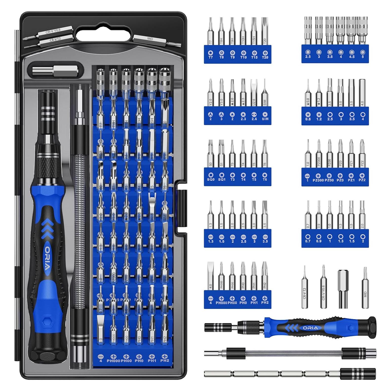 Juego de Destornilladores de Precisión ORIA 61 en 1, Azul