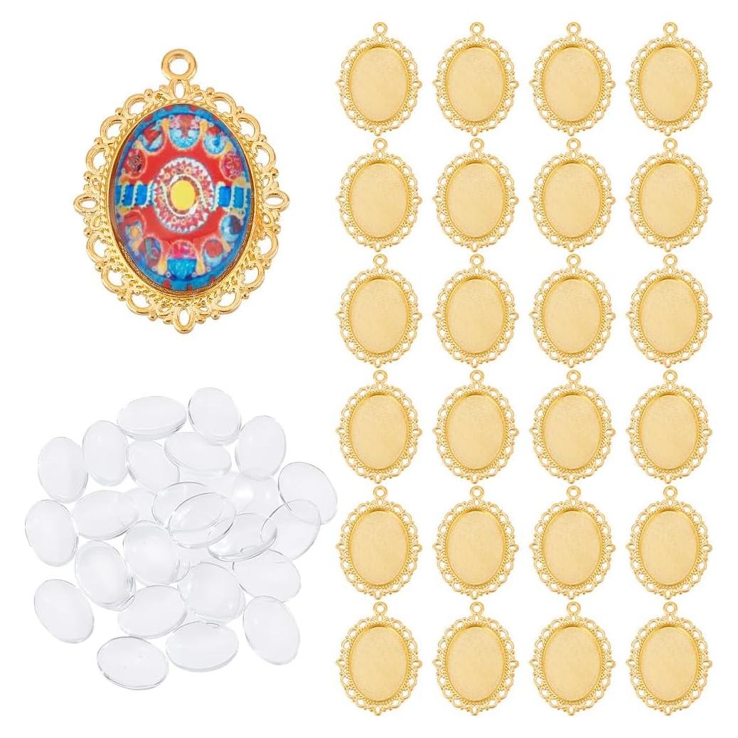 Kit de Colgantes Bezel PH PandaHall - 60 Piezas Doradas