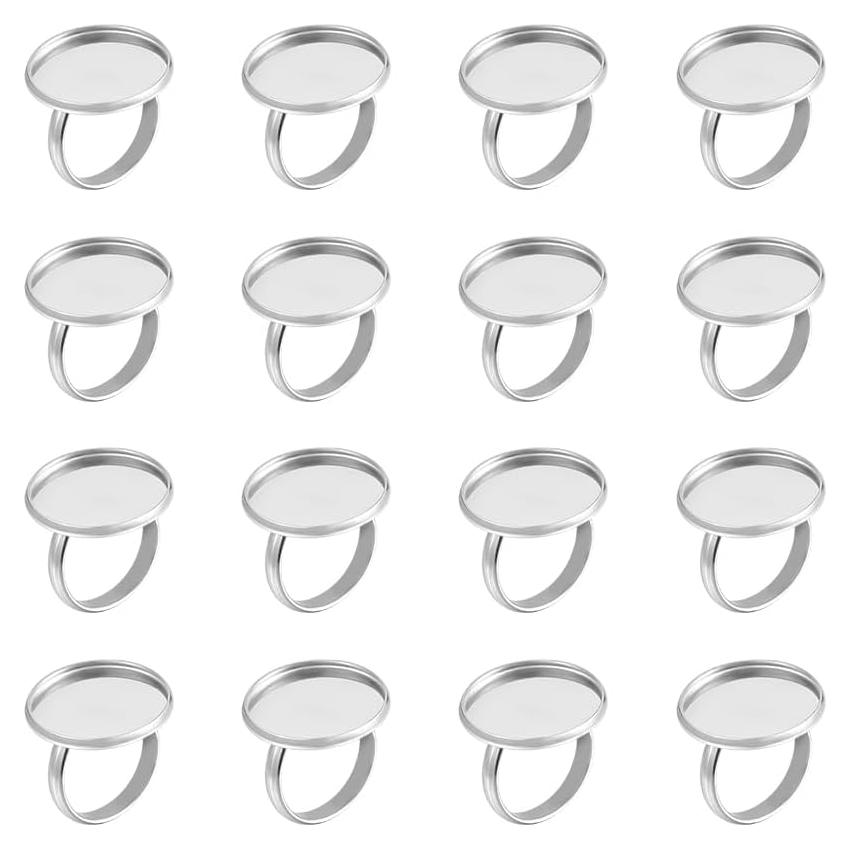50pcs Base de Anillo Ajustable Acero Inoxidable 20mm PH PandaHall