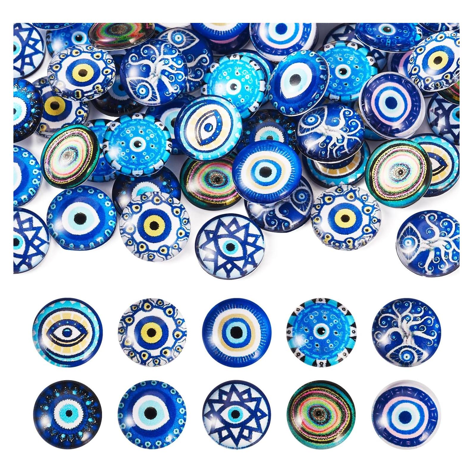 Cabochones de Vidrio Ojo Maligno 12mm 60pcs PH PandaHall