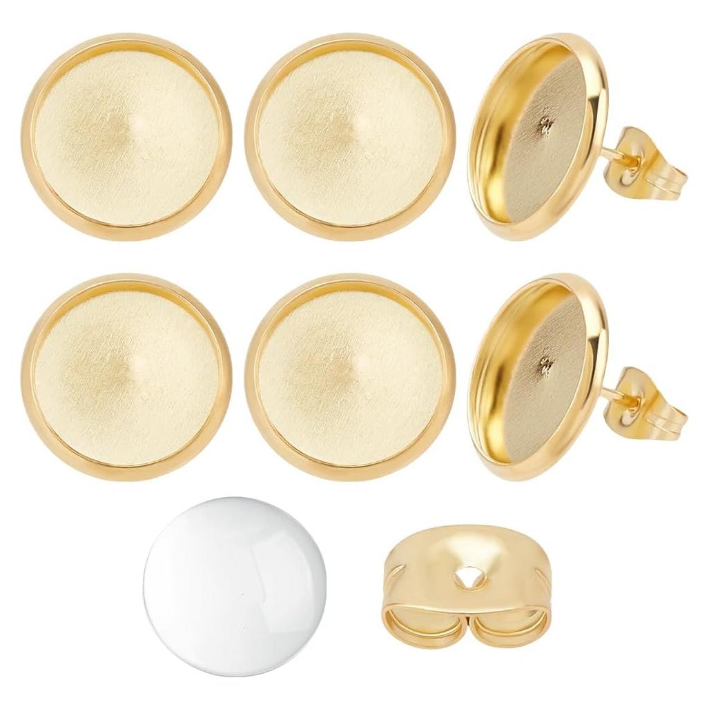 Beebeecraft Kit 40 Aretes DIY Acero Inoxidable Baño Oro 18K