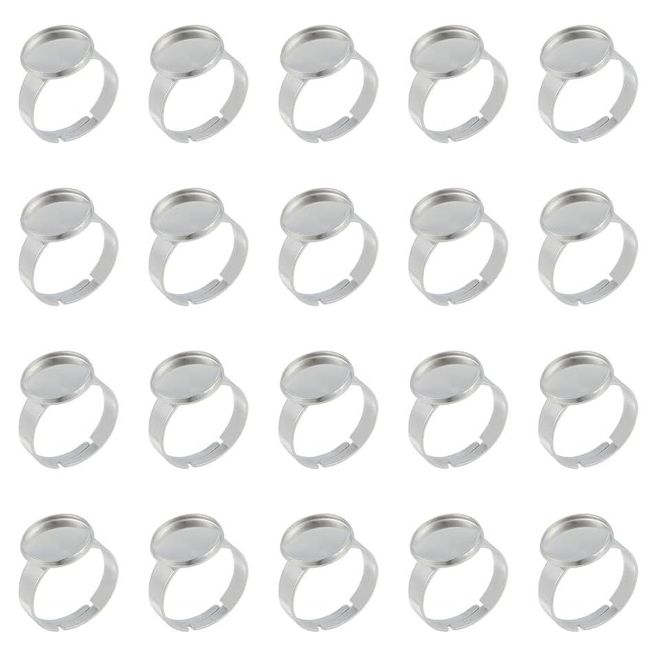 50 Bases de Anillo Ajustables UNICRAFTALE Acero Inoxidable 12mm