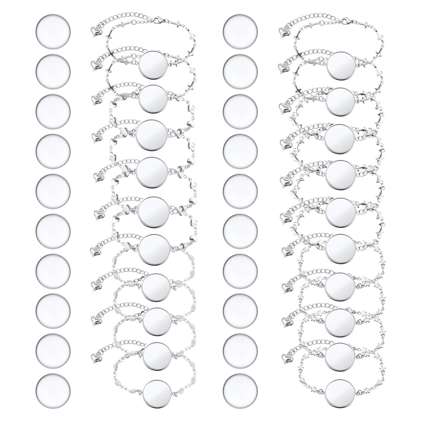 Kit de Joyería Hicarer: 20 Pulseras Bezel 20mm + 20 Cabochones