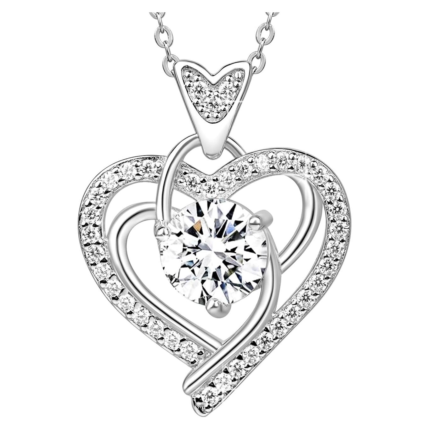 Collar Colgante de Moissanita Corazón Plata Esterlina 925 1CT