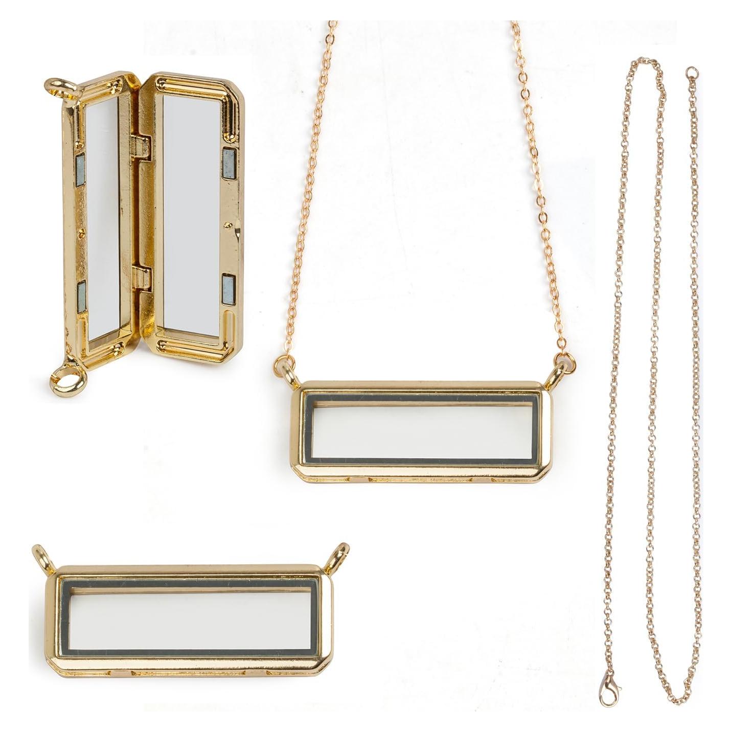 Collar Locket Rectangular MINGHANG 18" Aleación Oro