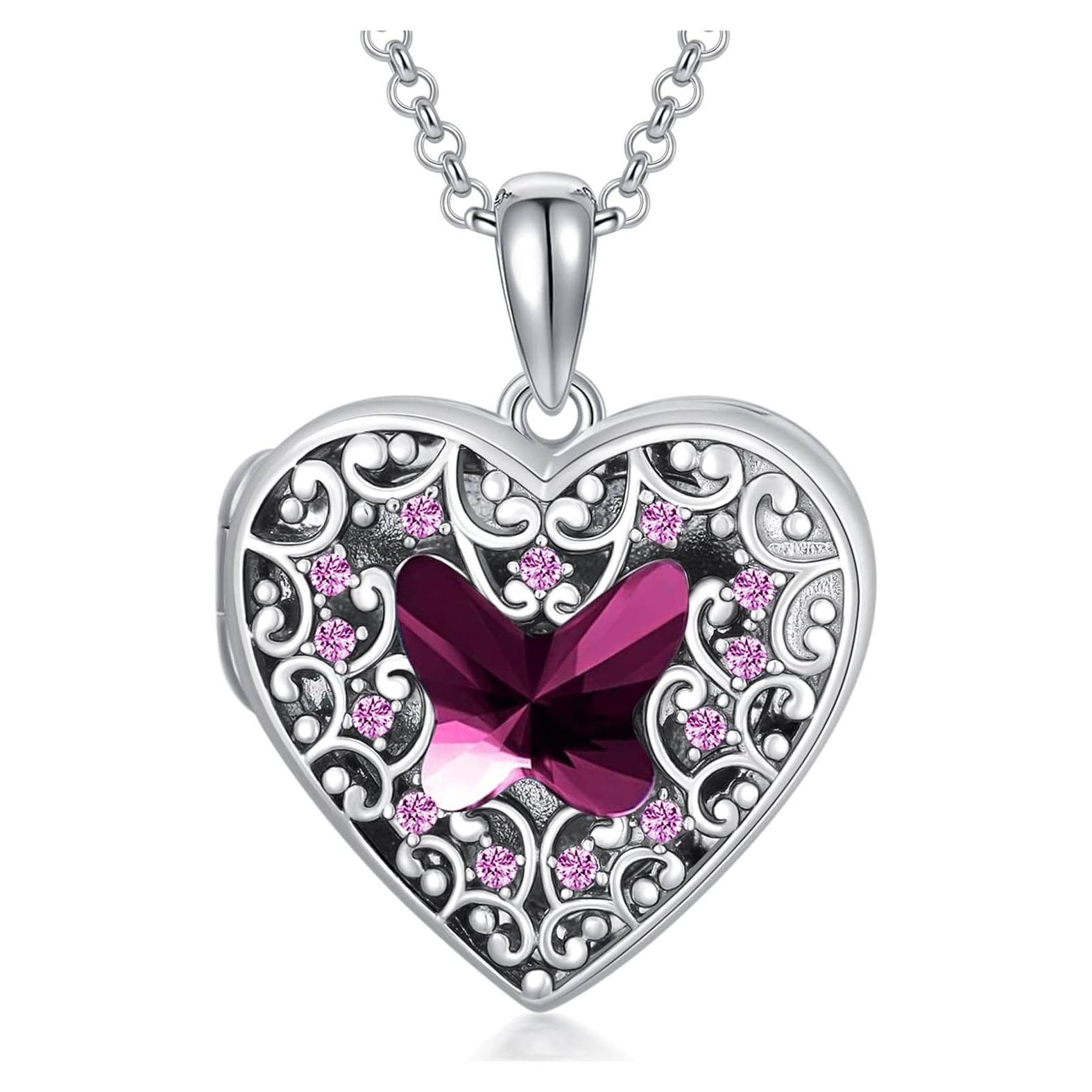 Collar Locket Corazón Plata Esterlina 925 Dorunmo con Foto