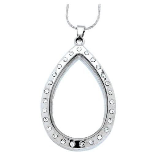 Collar Locket de Cristal en Forma de Gota Clearly Charming 40.64 cm