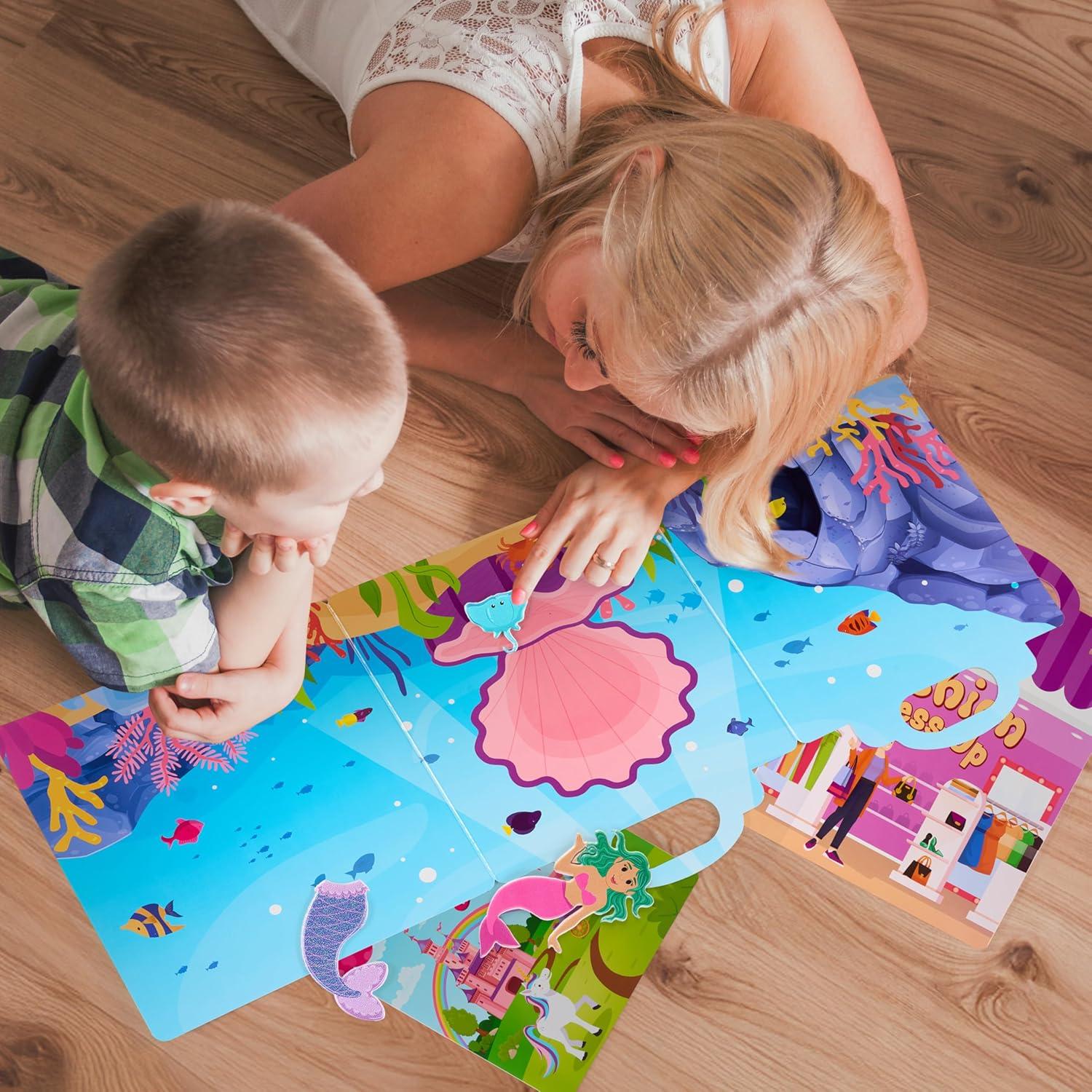JOYIN Libros de Pegatinas Reutilizables 3D - 3 Pcs Sirena, Princesa, Moda
