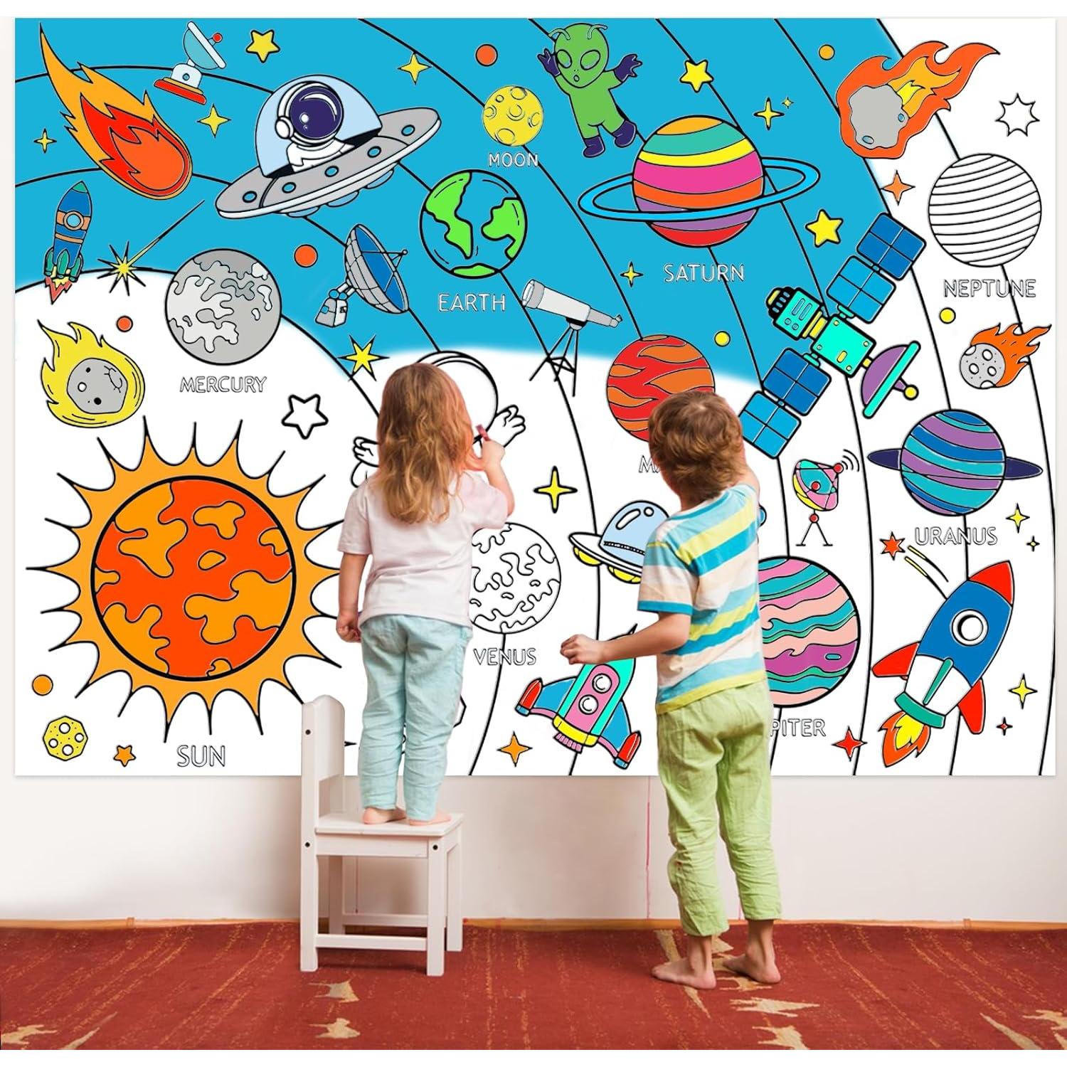 Mantel Grande para Colorear Espacio Exterior Leezead 80x110 cm