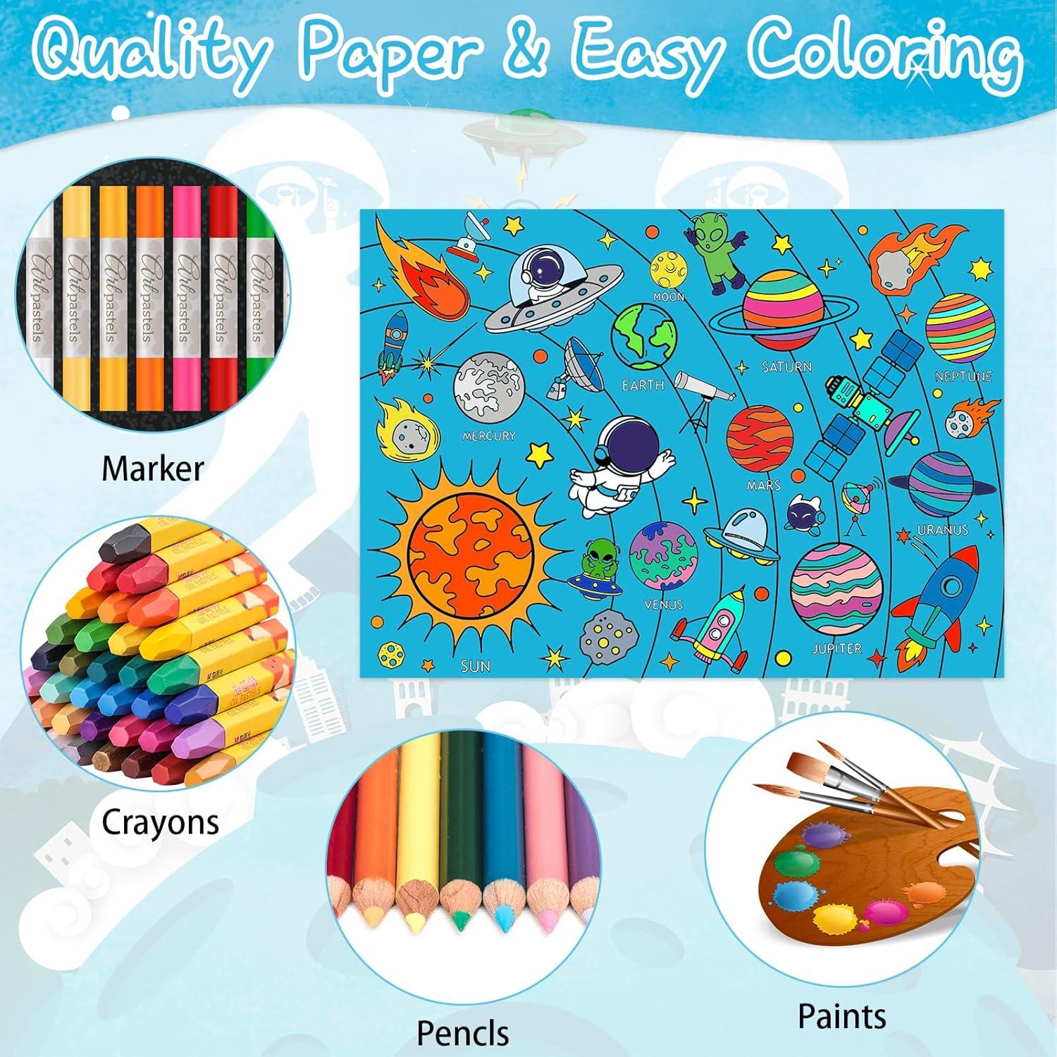 Mantel Grande para Colorear Espacio Exterior Leezead 80x110 cm