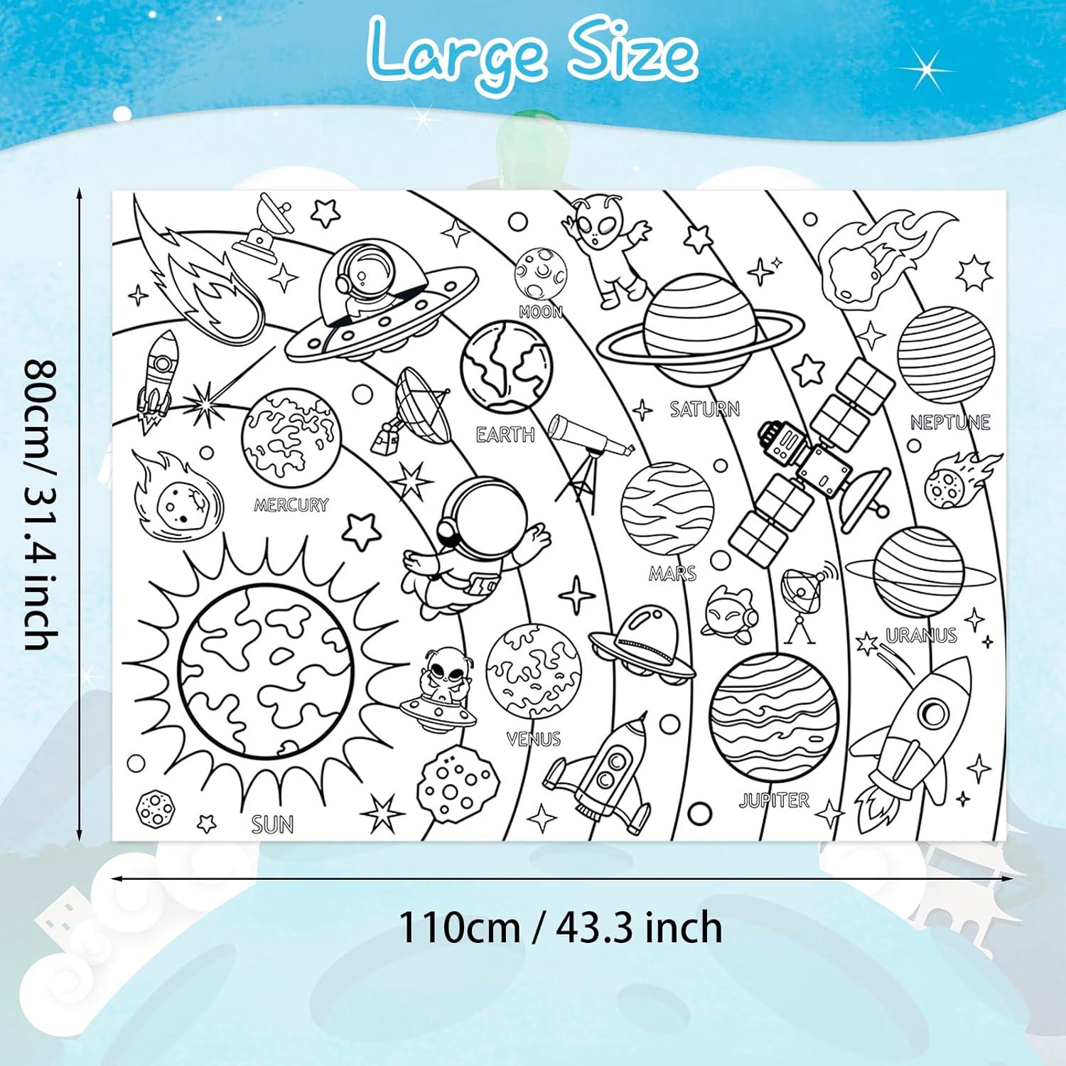 Mantel Grande para Colorear Espacio Exterior Leezead 80x110 cm