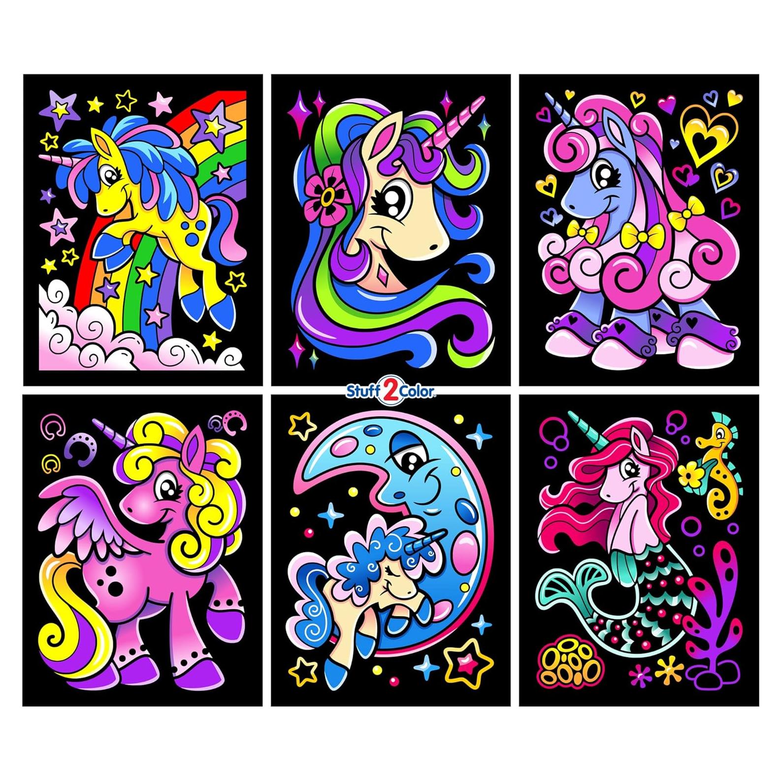 Paquete de 6 Pósters de Colorear Stuff2Color Unicornios