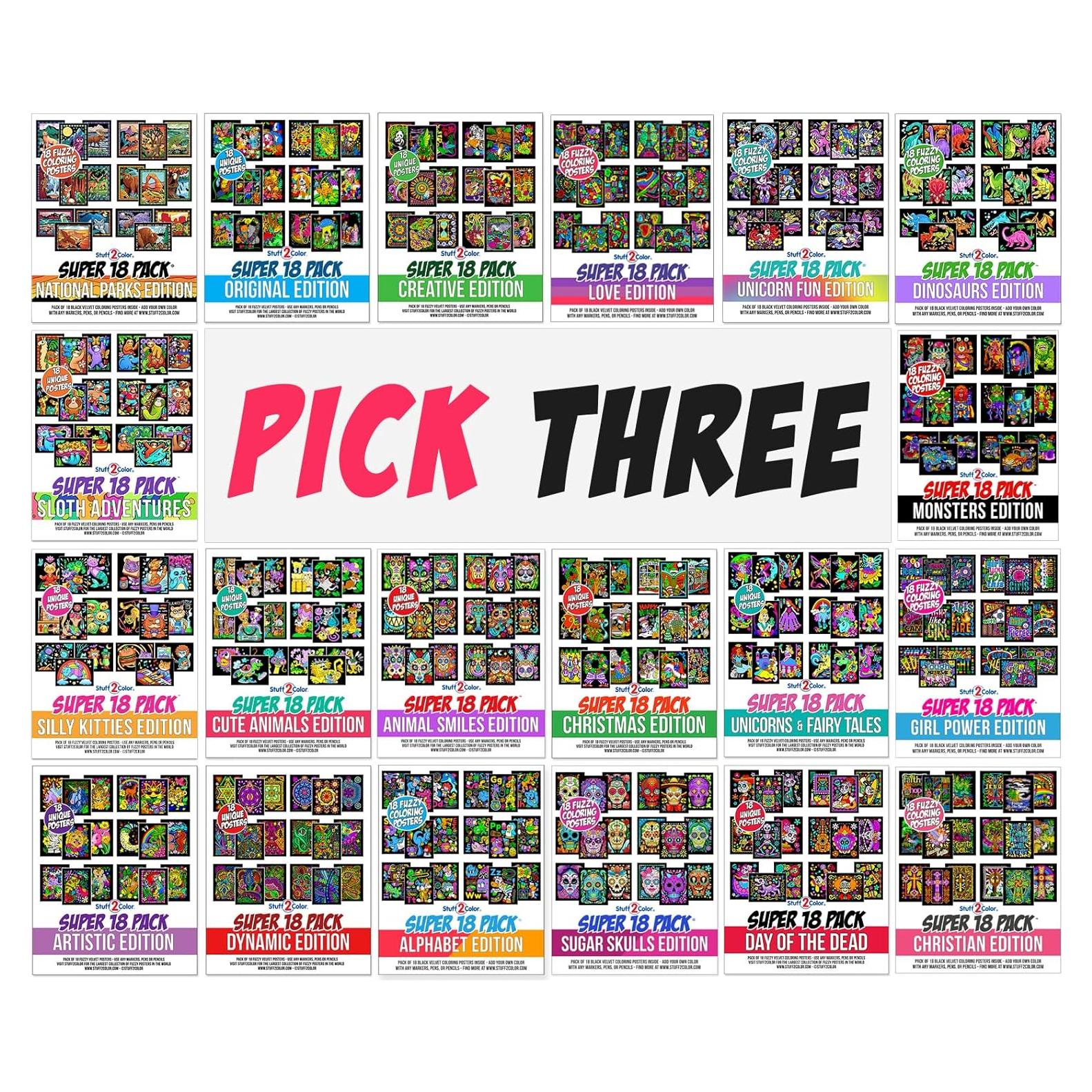 Paquete de 54 Carteles para Colorear Terciopelo Difuso - Stuff2Color