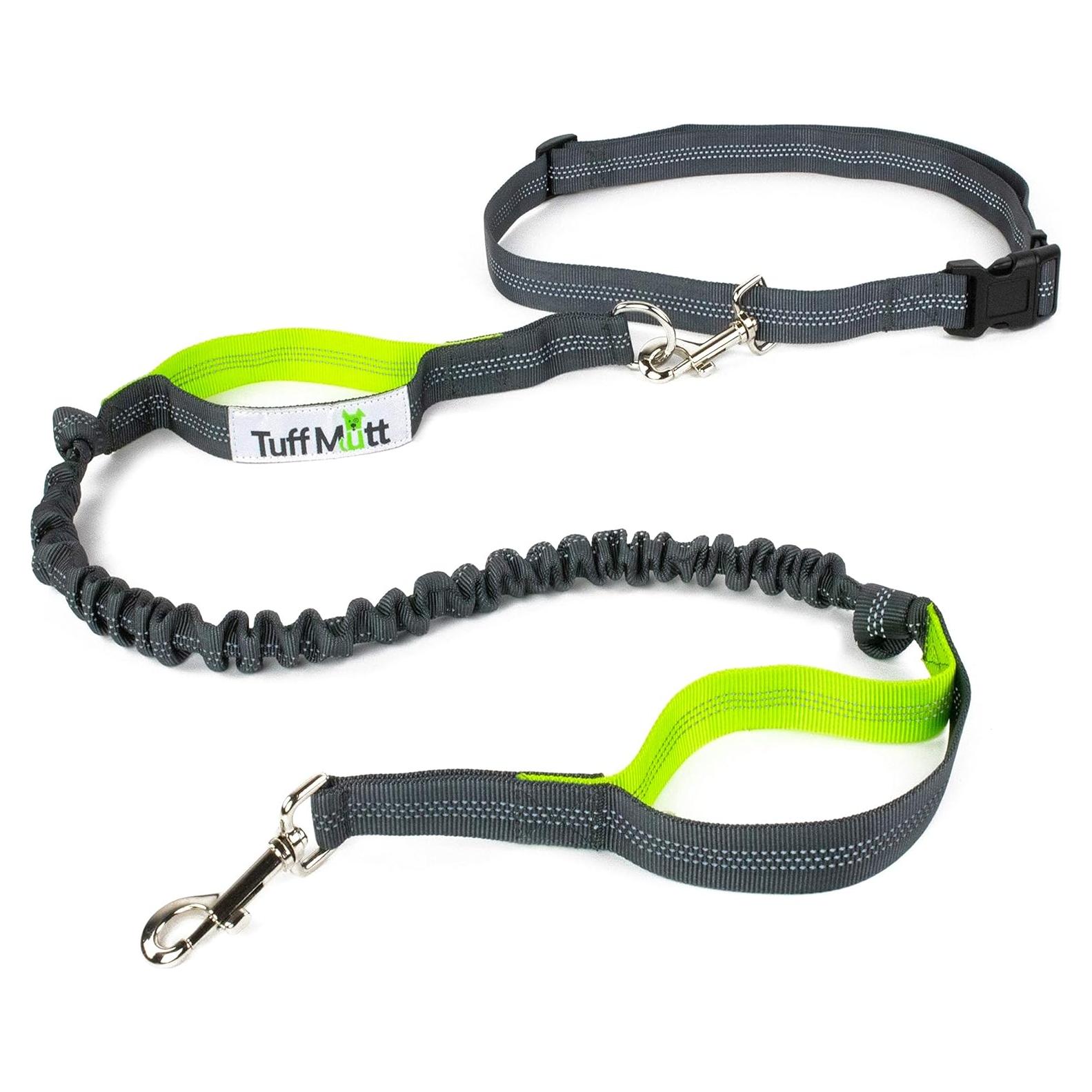 Correa de Cintura Manos Libres Tuff Mutt Verde/Gris para Perros