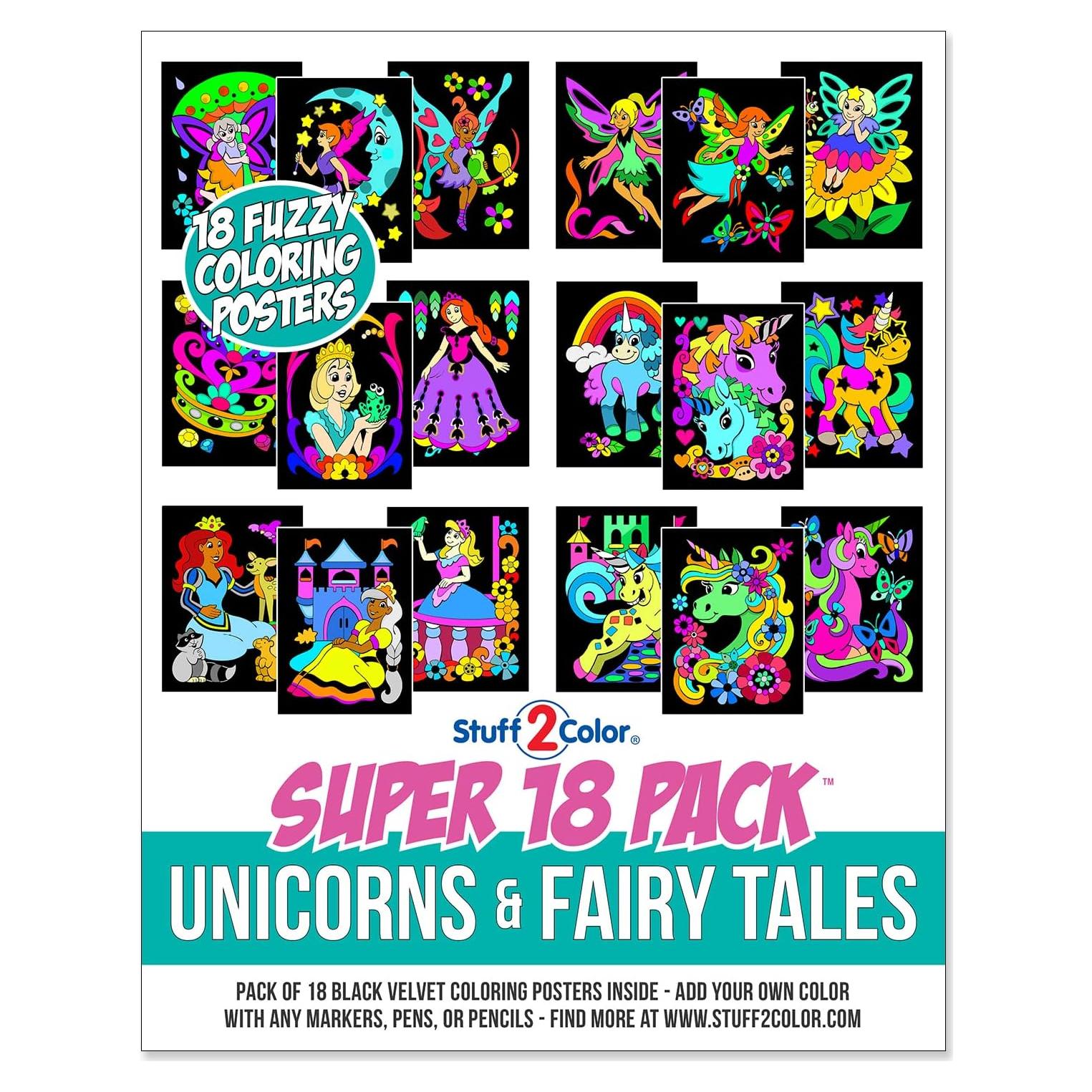 Pack de 18 Pósters de Colorear Difusos Stuff2Color - Fantasía