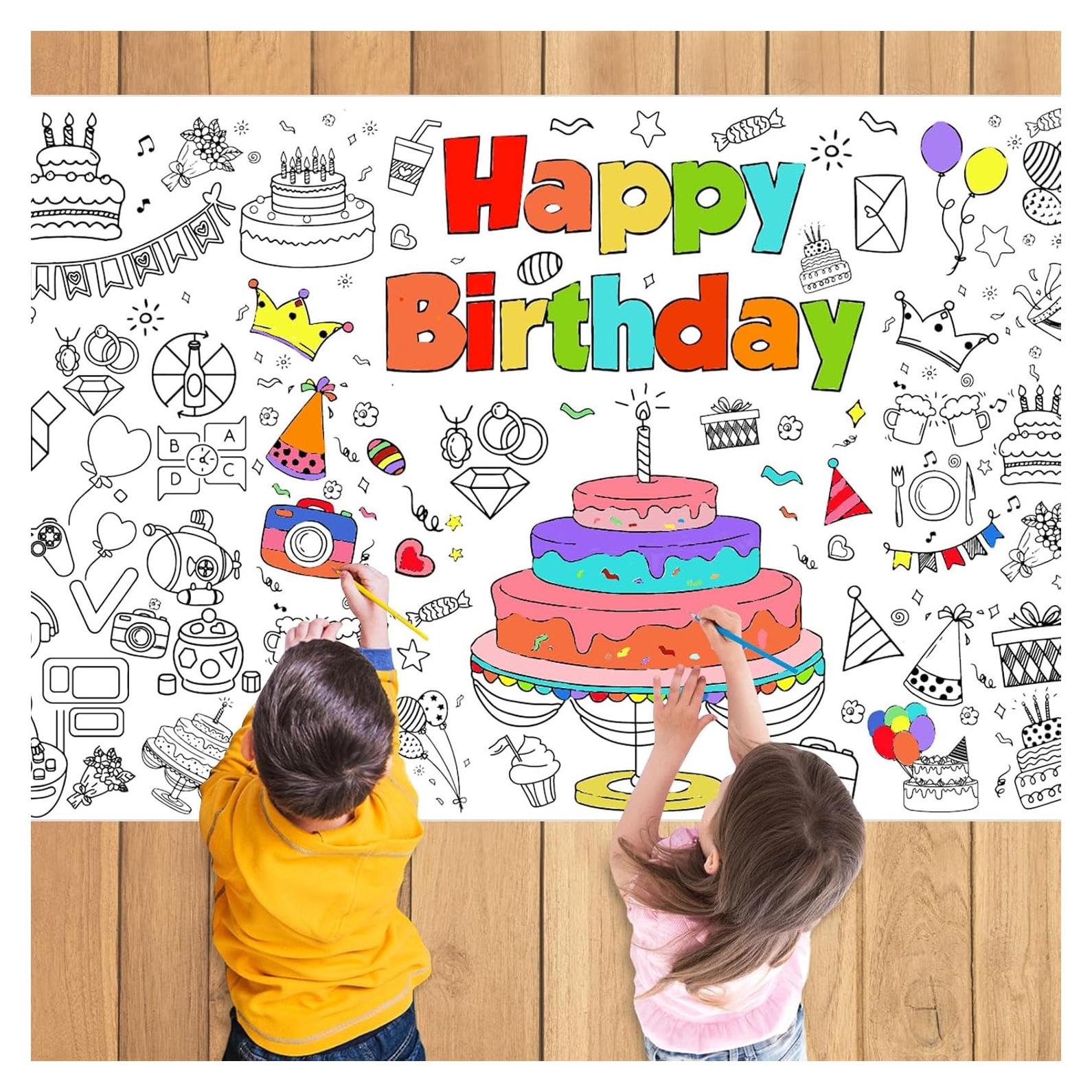 Mantel para Colorear JOFONY Feliz Cumpleaños 182.9x76.2 cm