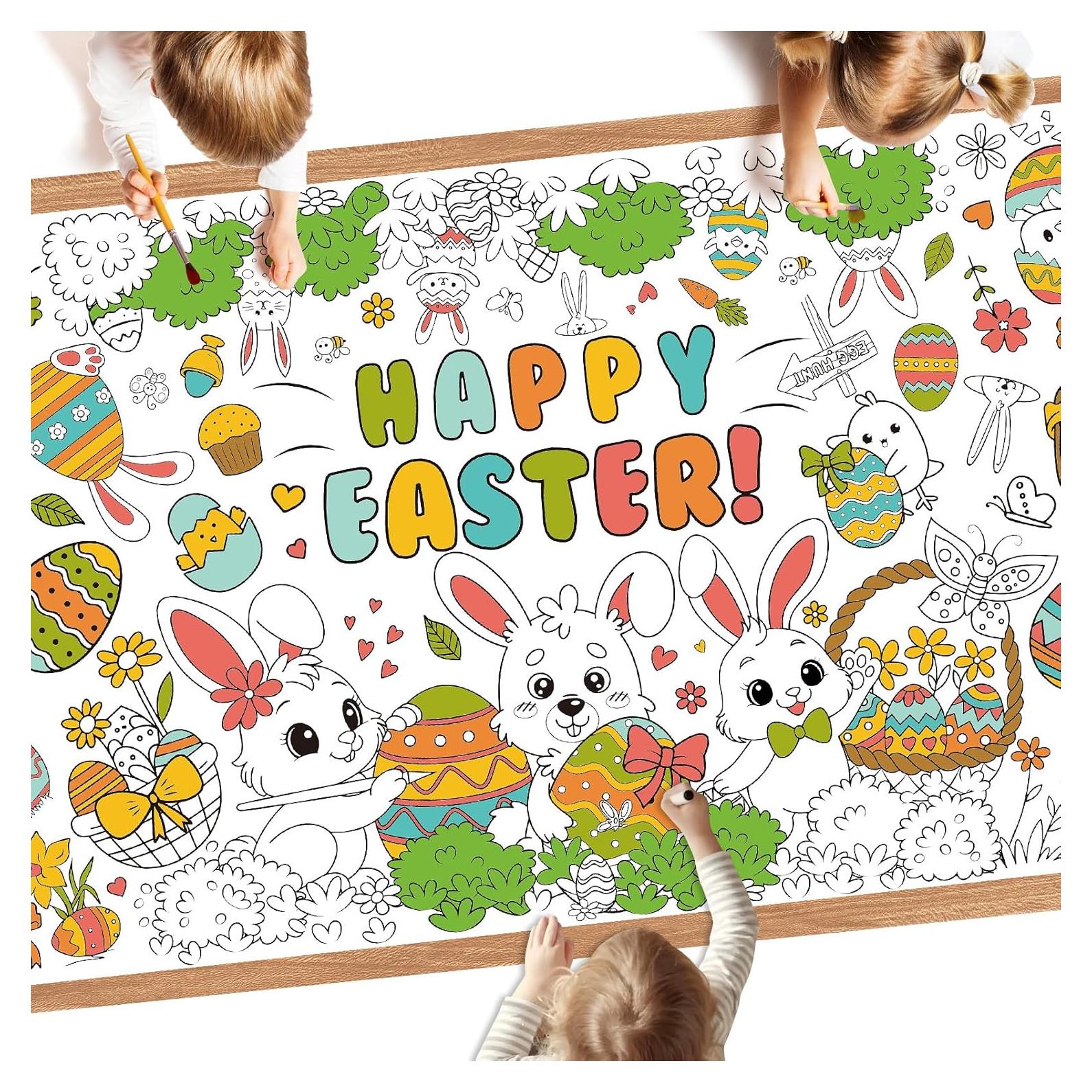 Póster de Colorear Pascua Litmitfu 183x79 cm para Niños
