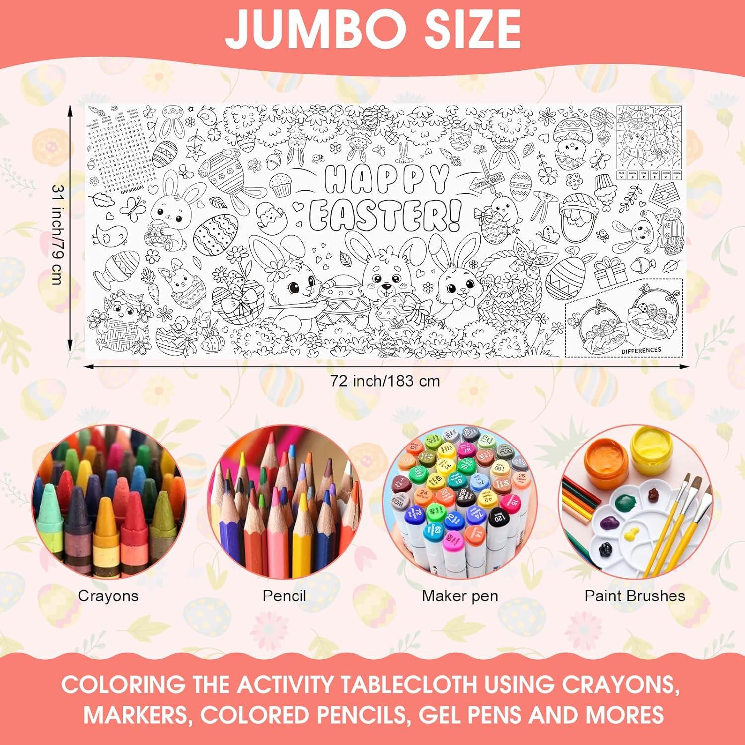 Póster de Colorear Pascua Litmitfu 183x79 cm para Niños