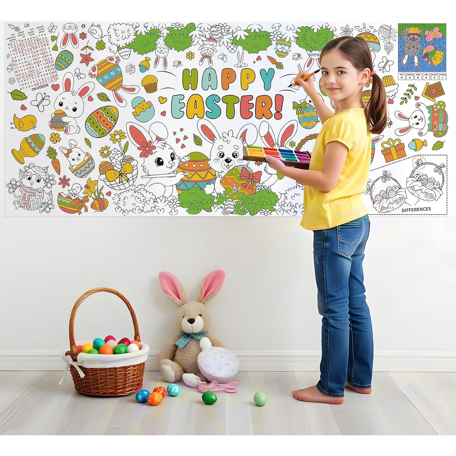 Póster de Colorear Pascua Litmitfu 183x79 cm para Niños
