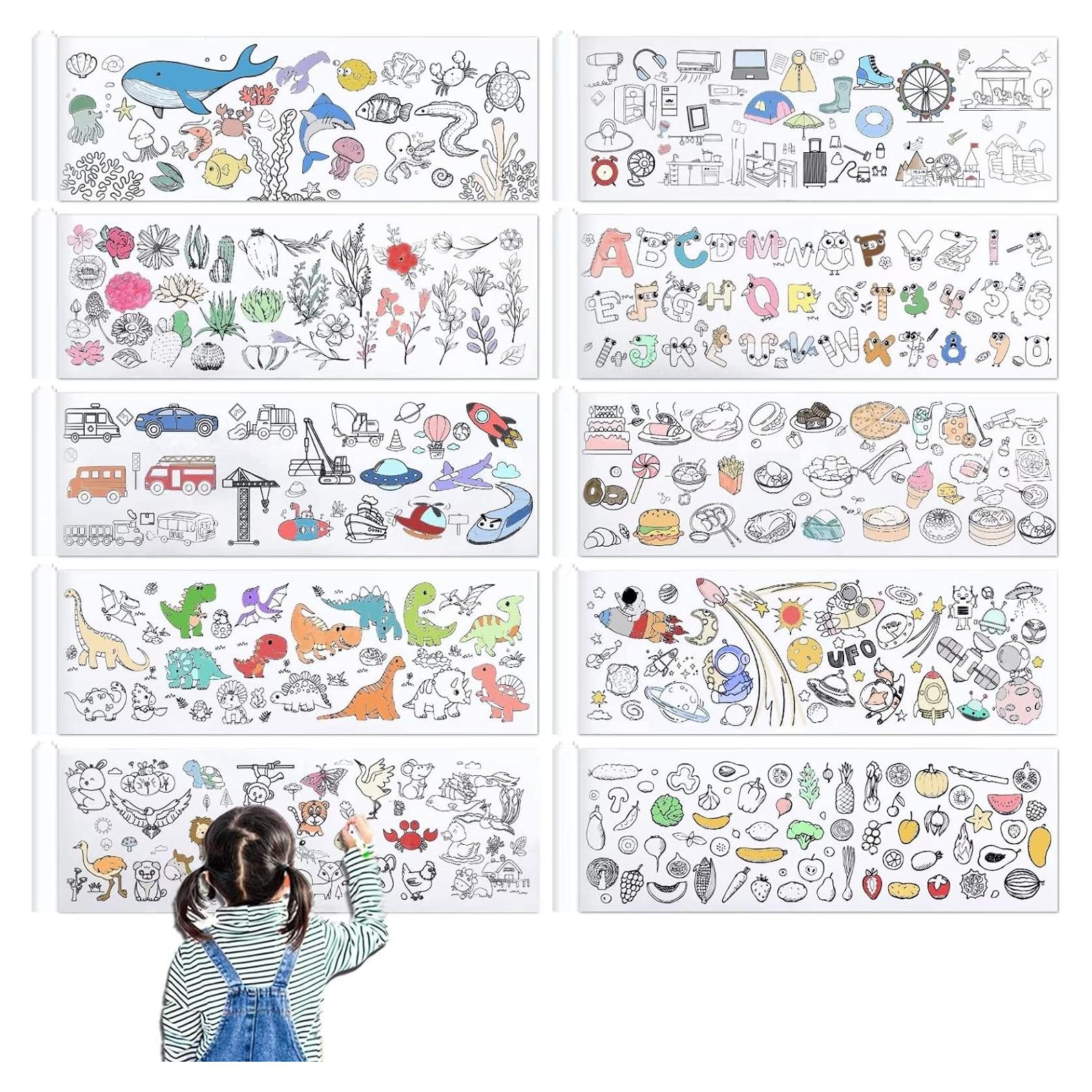 Rollo de Dibujo para Niños FUCEURY 10 Piezas 30x100 cm