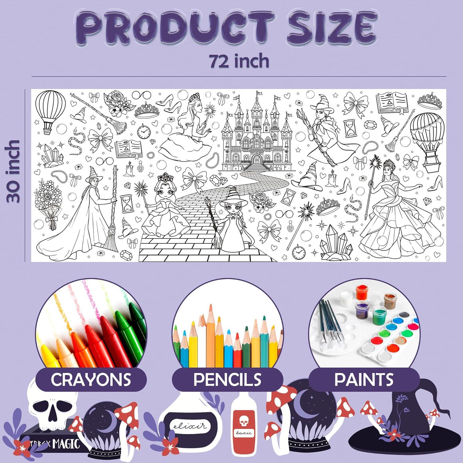 Mantel para Colorear Gigante JXSDWANG 182.9x76.2cm Brujas