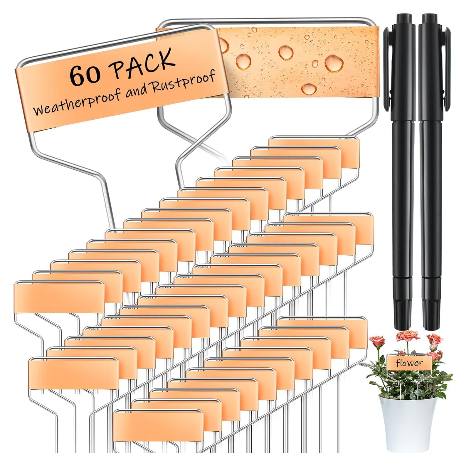 60 Etiquetas de Jardín Moxweyeni de Cobre 10.16 cm Reutilizables