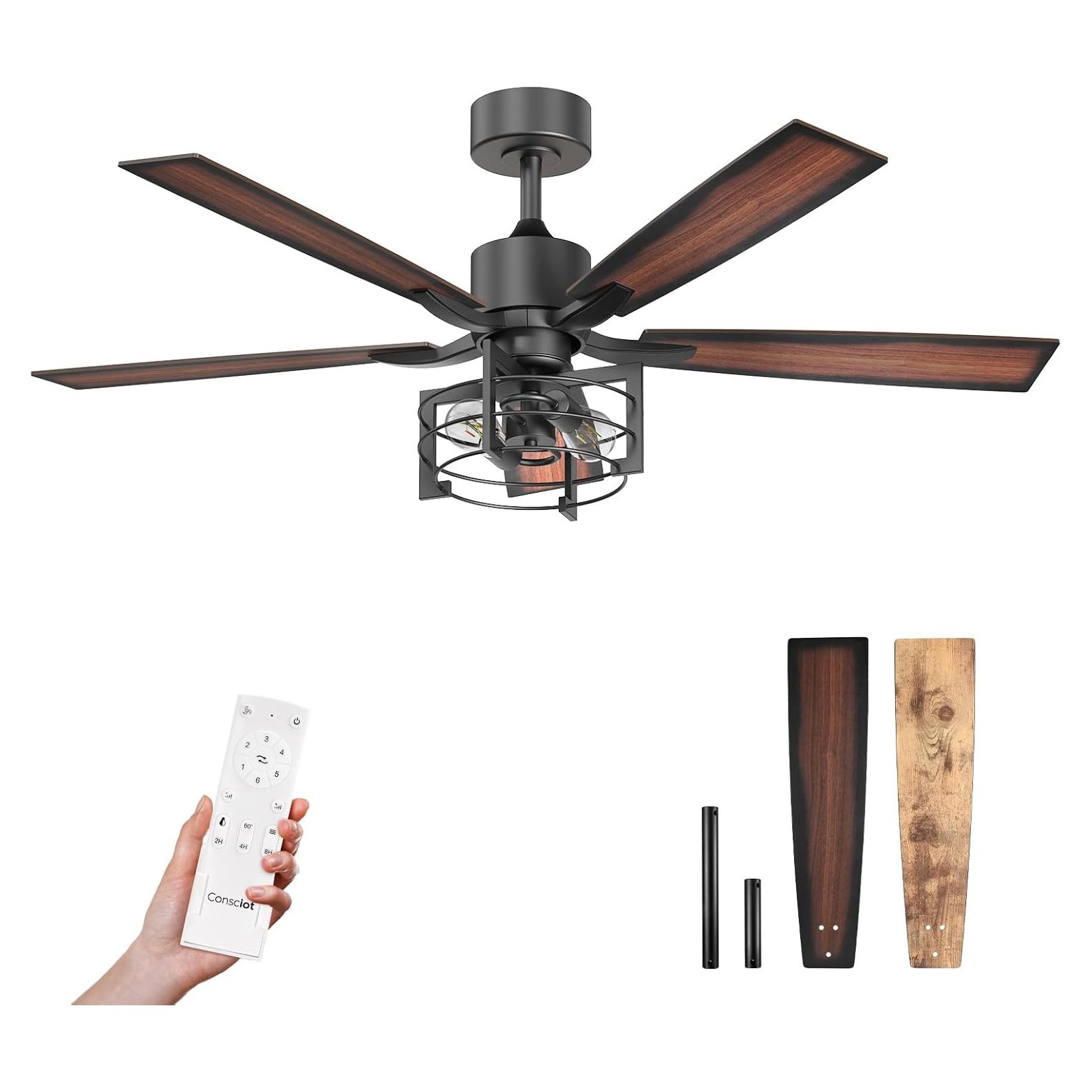 Ventilador de Techo Consciot Mela 132 cm con Luz y Control Remoto