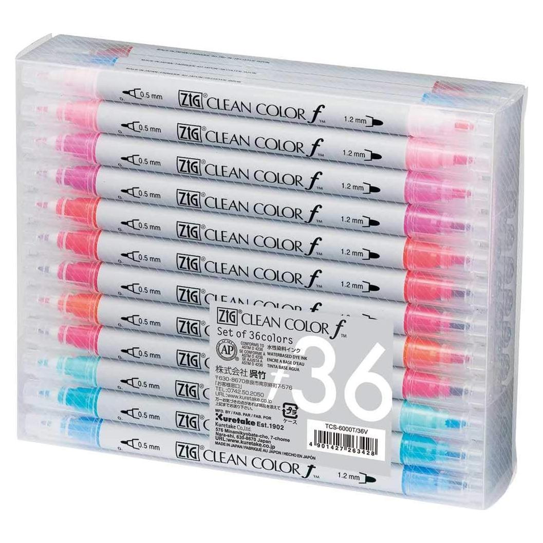 Marcadores de Doble Punta Kuretake ZIG CLEAN COLOR 36 Colores