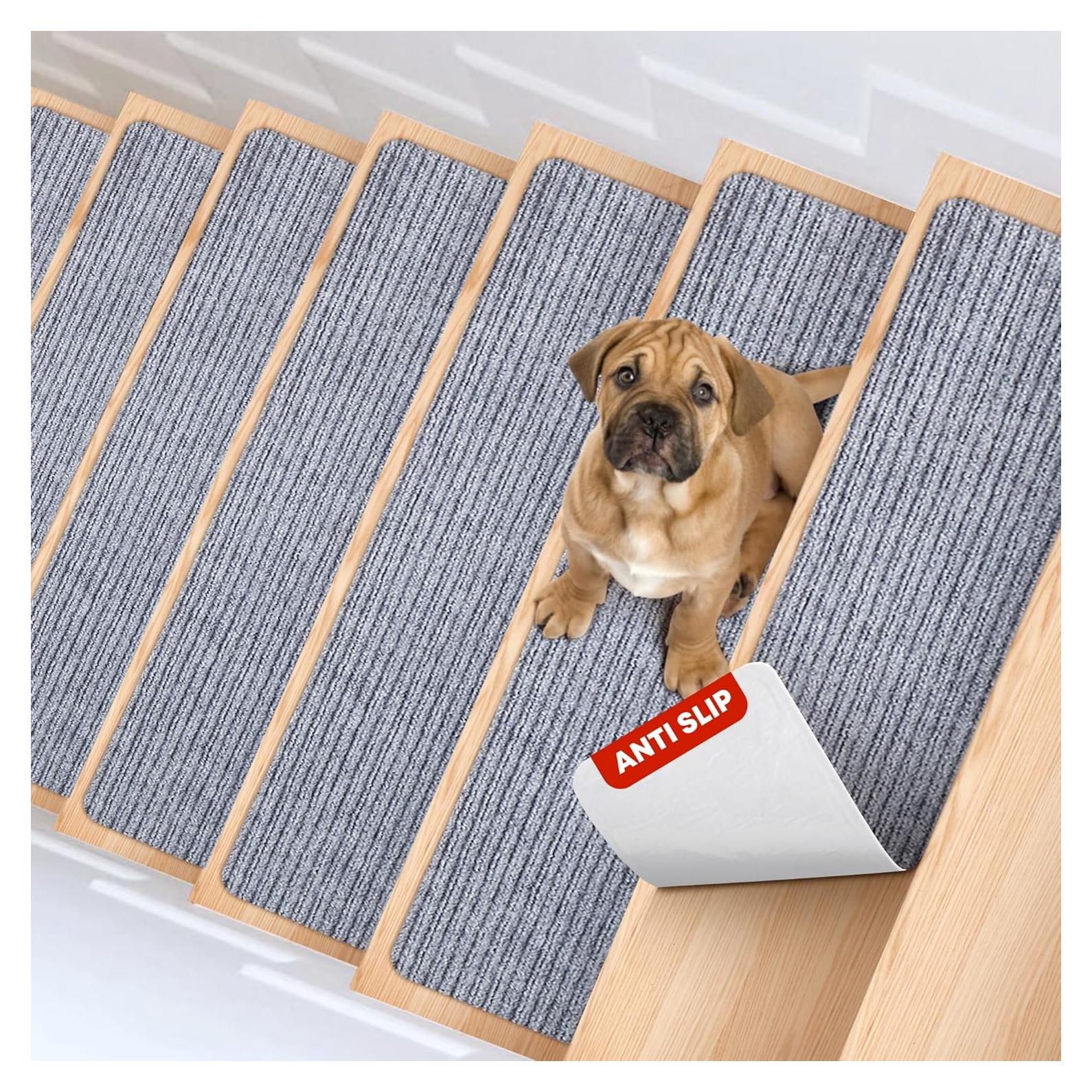 Tapetes de Escalera Antideslizantes MBIGM 20x76 cm - 15 Piezas Gris