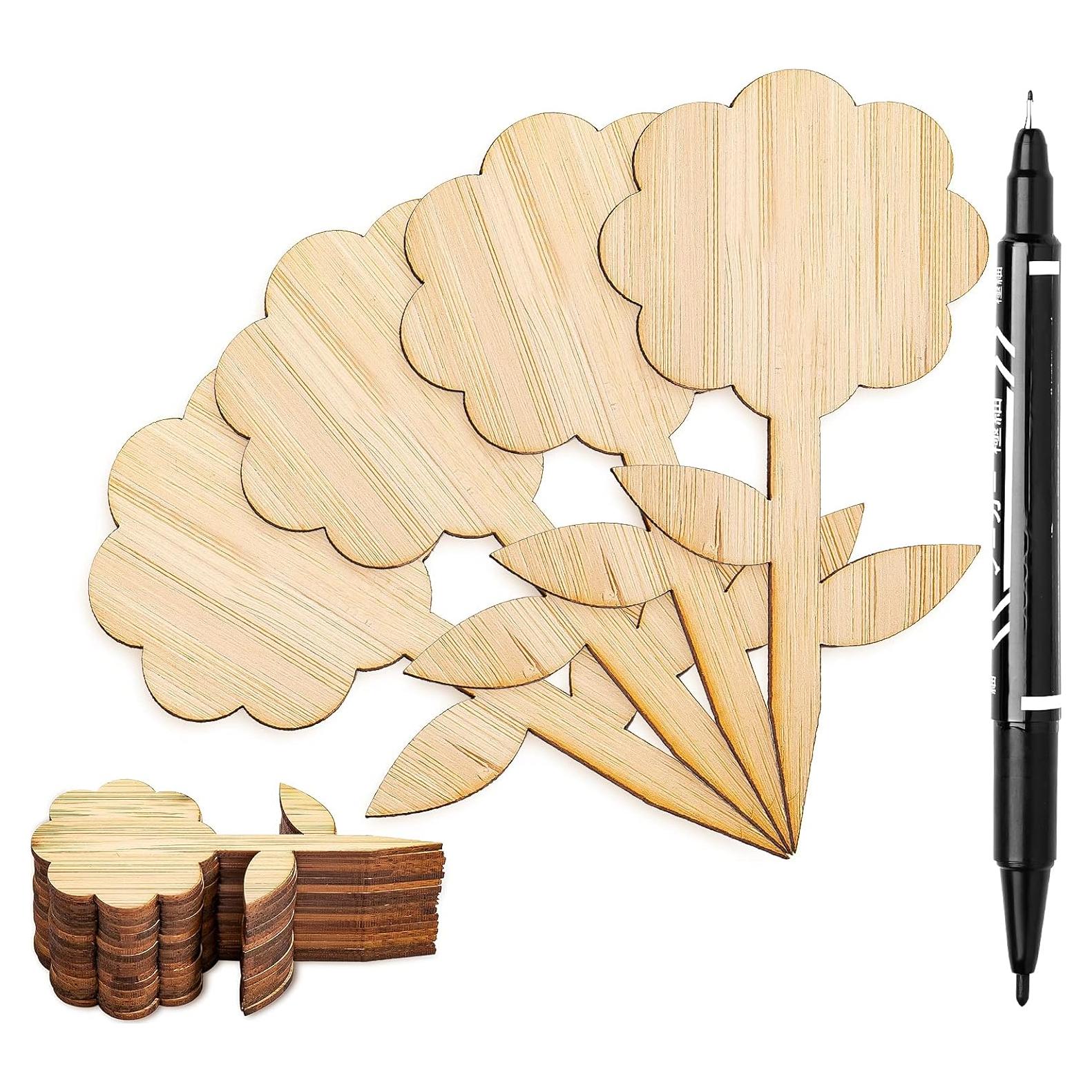 Etiquetas de Plantas de Bambú Whaline 60 Pcs con Bolígrafo