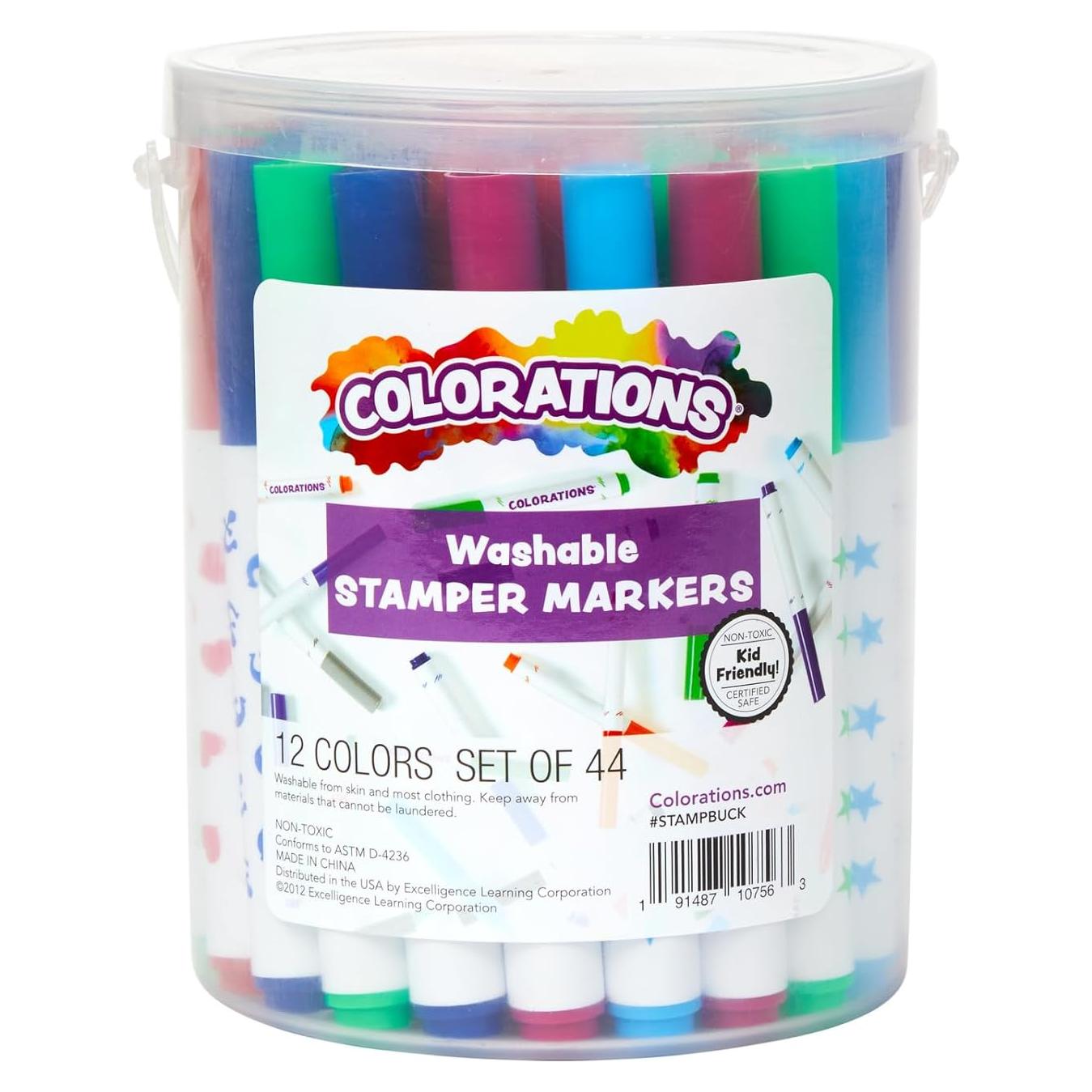 Cubo de Marcadores Lavables Colorations STAMPBUCK 44 Piezas