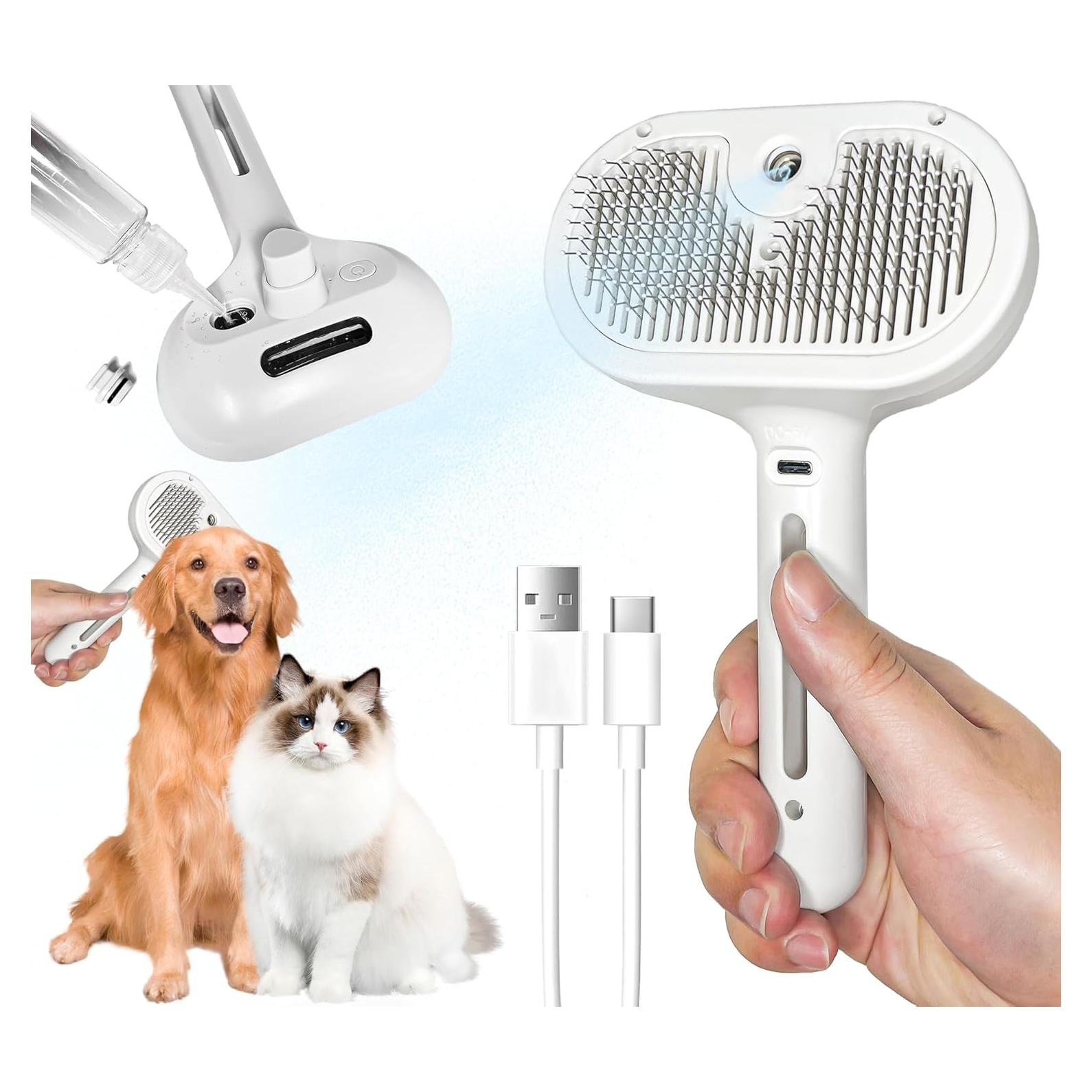Cepillo de Vapor para Gatos y Perros 3 en 1 Autolimpiante