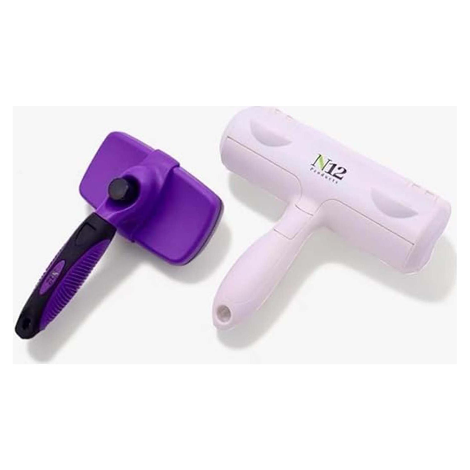 Combo Quitapelusas N12 - Rodillo y Cepillo Autolimpiante para Mascotas