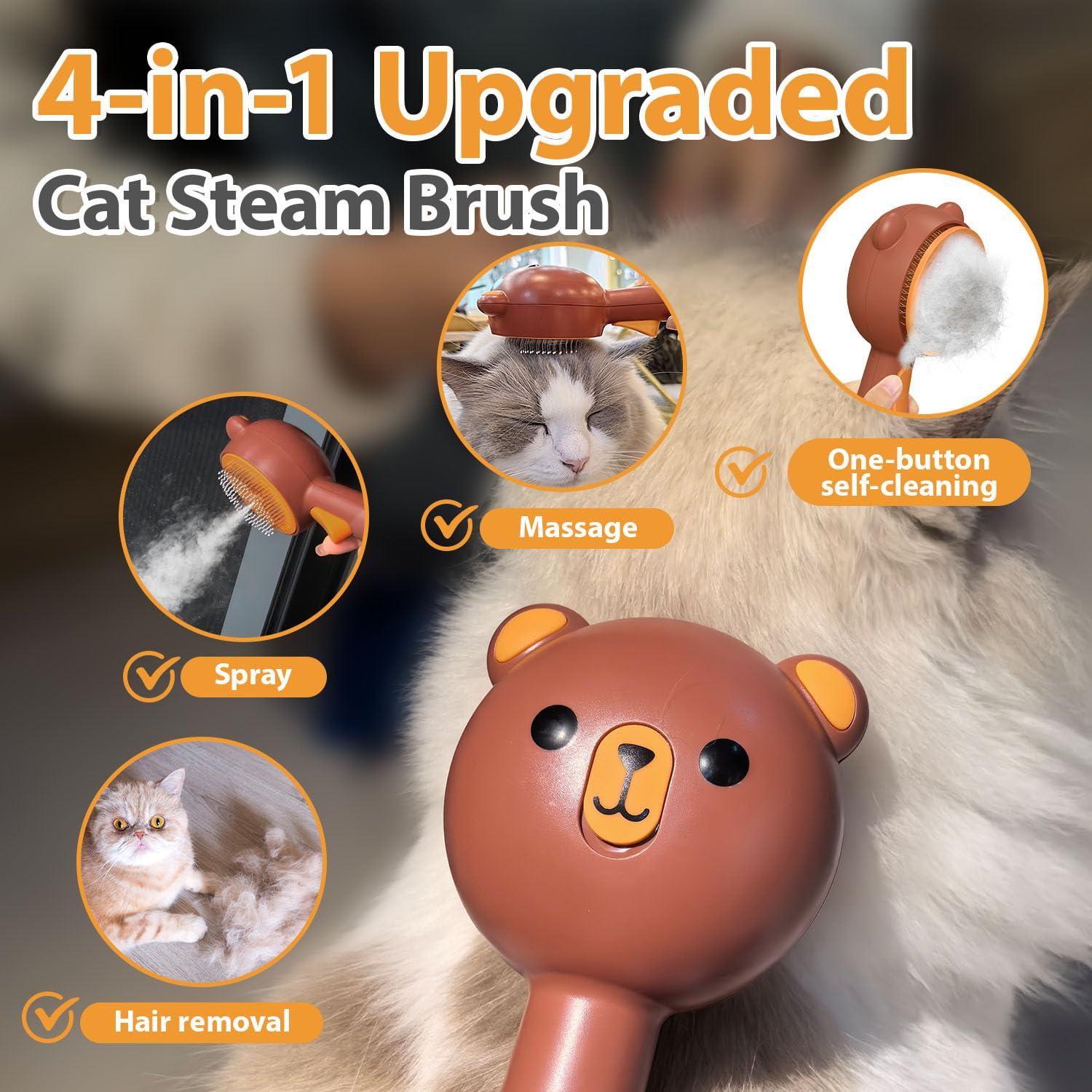 Cepillo de Vapor para Gatos POIIOPY 4 en 1 Impermeable IPX7