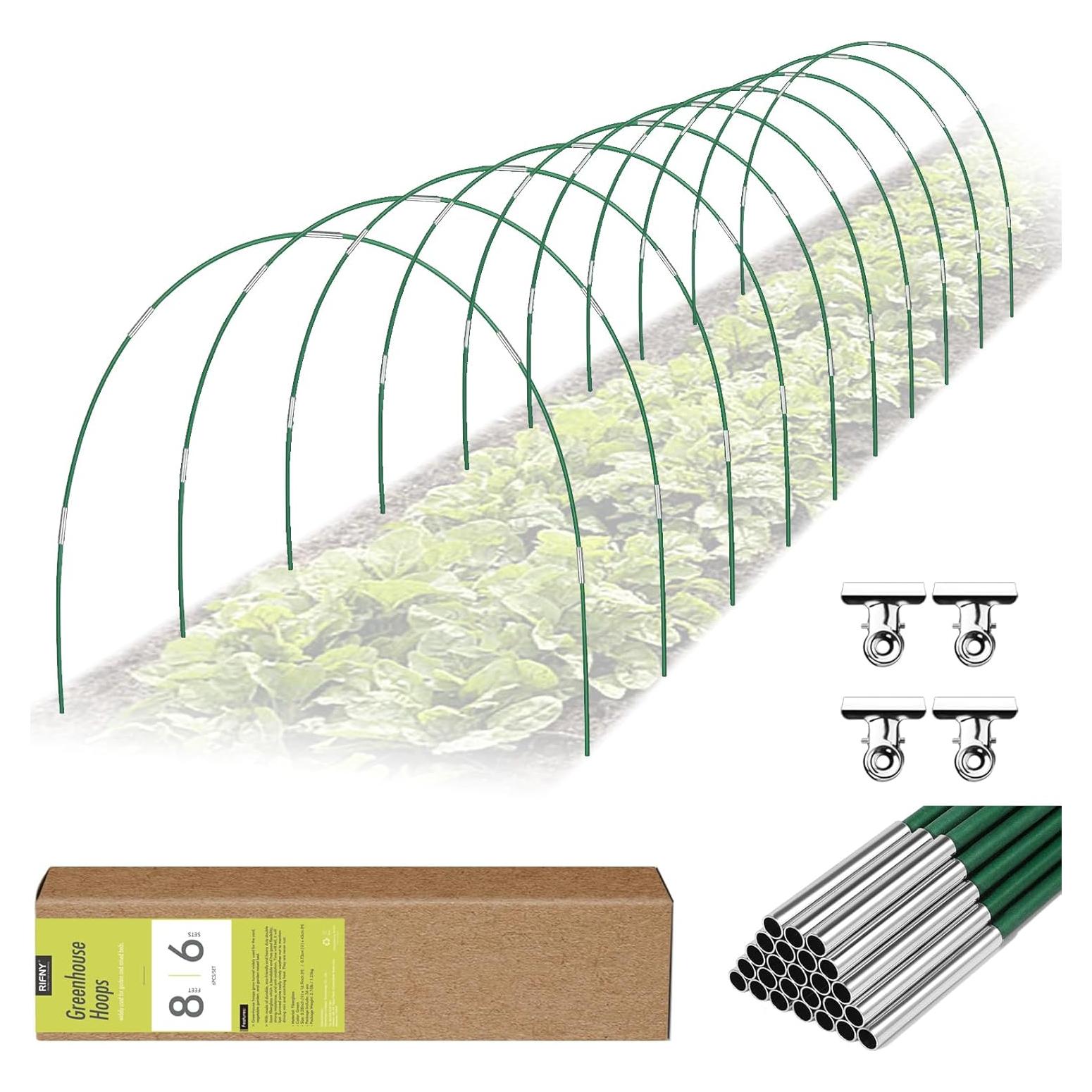 Kits de Arcos de Jardín Rifny 60 Piezas 2.44m Soporte Verde