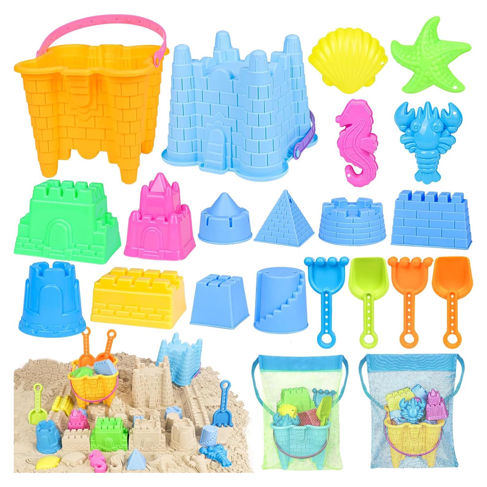 Juguetes de Playa Lenglao para Niños 2 Cubos 4 Moldes 2 Bolsas