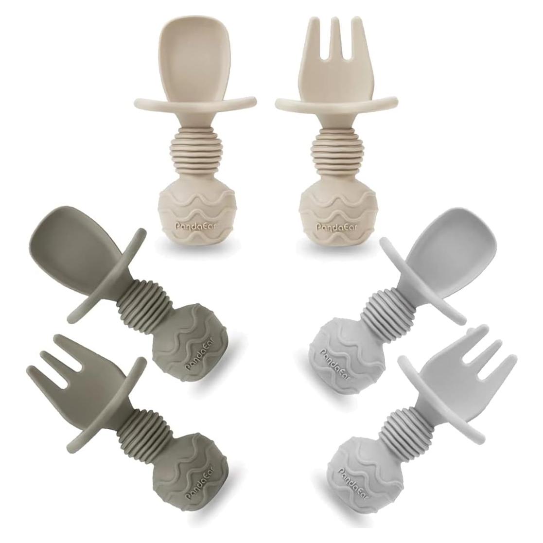 Set 6 Utensilios de Silicona PandaEar para Bebés - Cucharas y Tenedores Anti-Atragantamiento