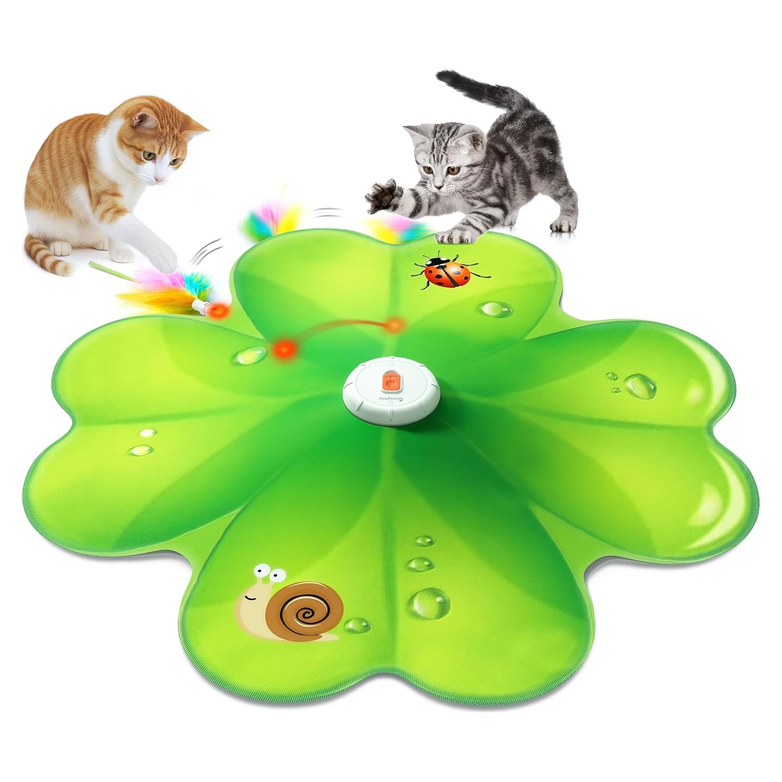 Juguete Interactivo para Gatos FEELNEEDY con Luz LED y Plumas