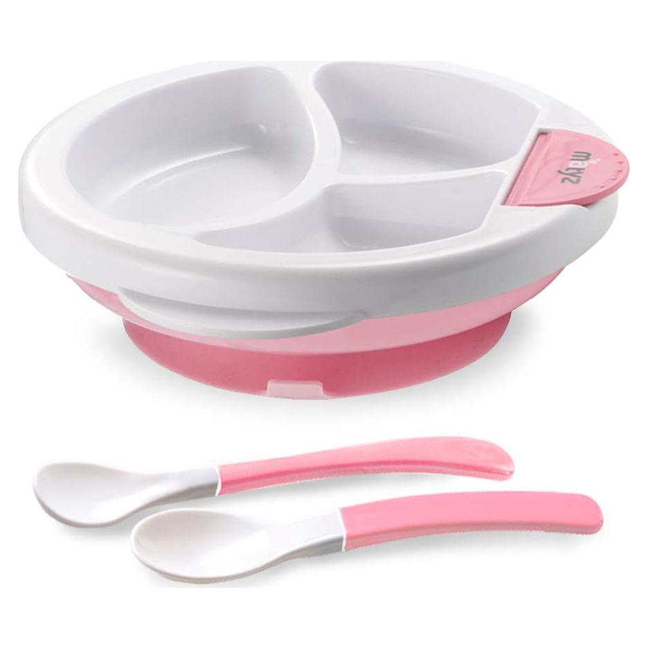 Plato Térmico para Bebés Matyz Rosa con 2 Cucharas y Drenaje